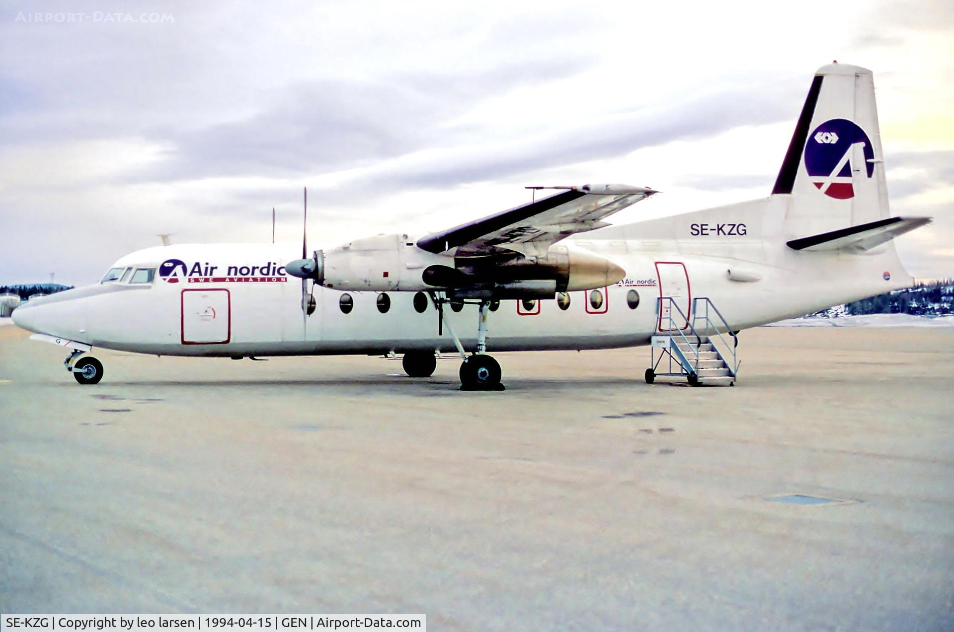 SE-KZG, 1965 Fokker F.27-100 Friendship C/N 10287, Gardermoen Oslo 15.4.94