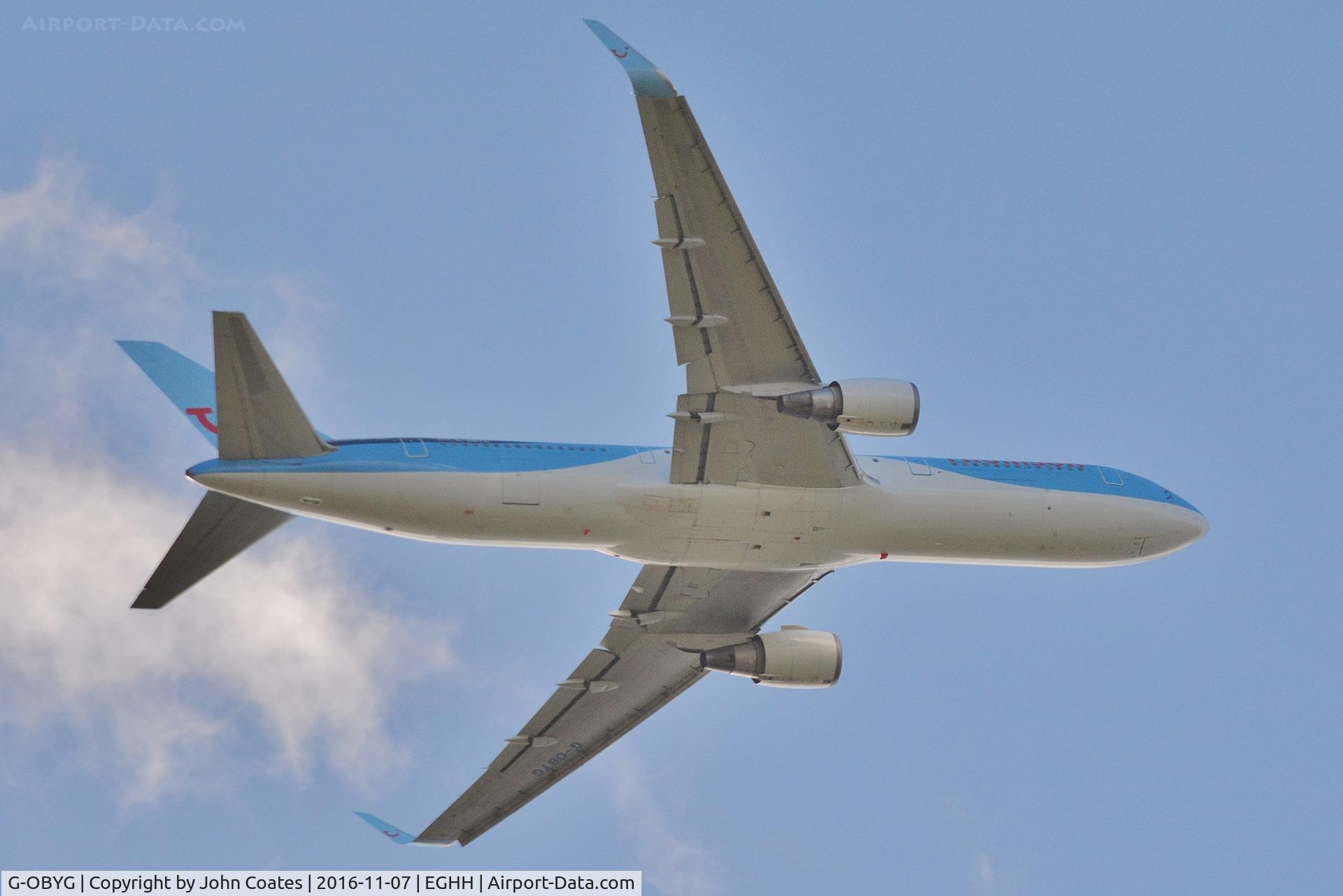 G-OBYG, 1999 Boeing 767-304 C/N 29137, Departing 26 and shot from the garden