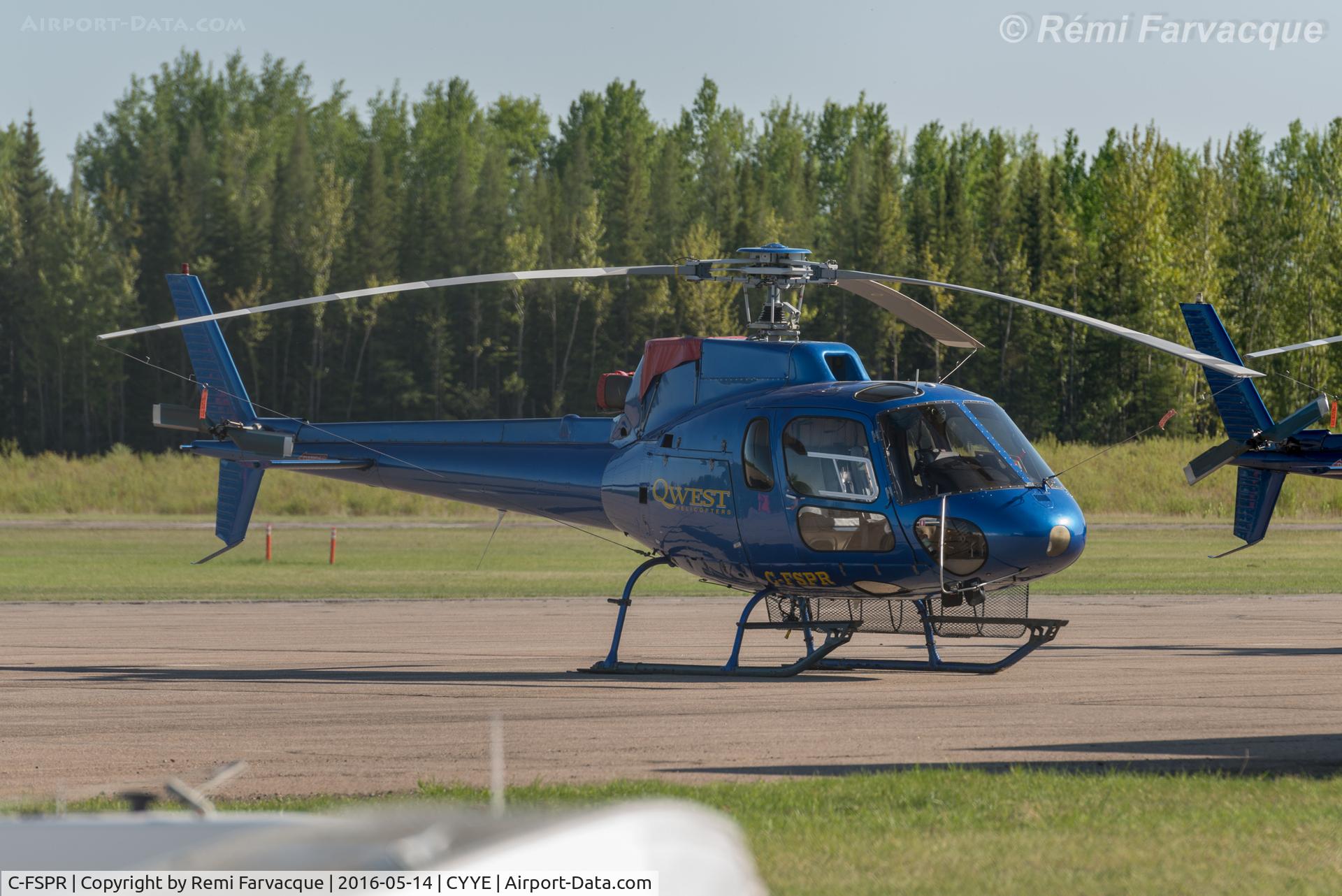 C-FSPR, 1985 Aérospatiale AS-350B Ecureuil C/N 1814, Parked in front of Qwest Helicopters hangar.