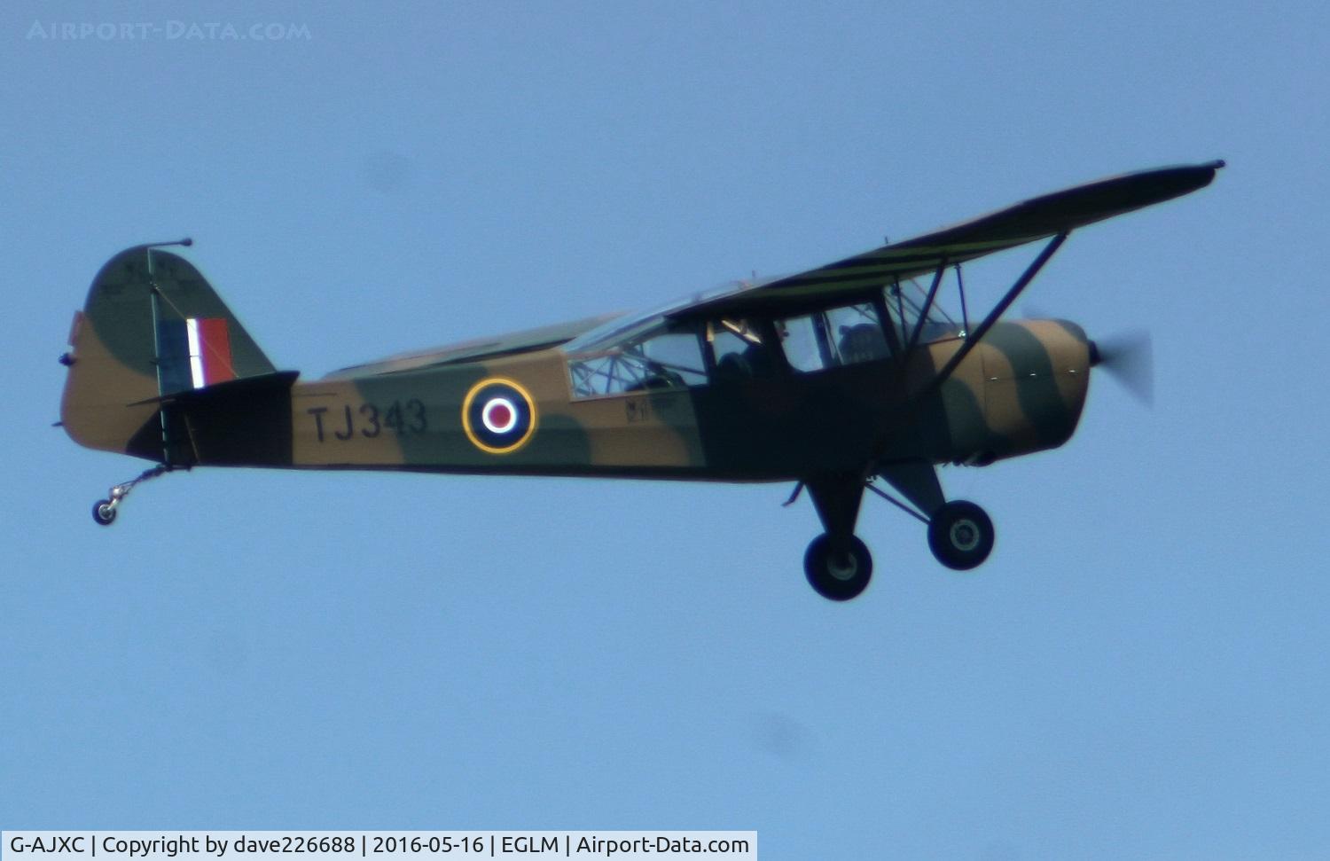 G-AJXC, 1944 Taylorcraft J Auster 5 C/N 1409, G AJXC in TJ343 markings just after takeoff from White Waltham EGLM