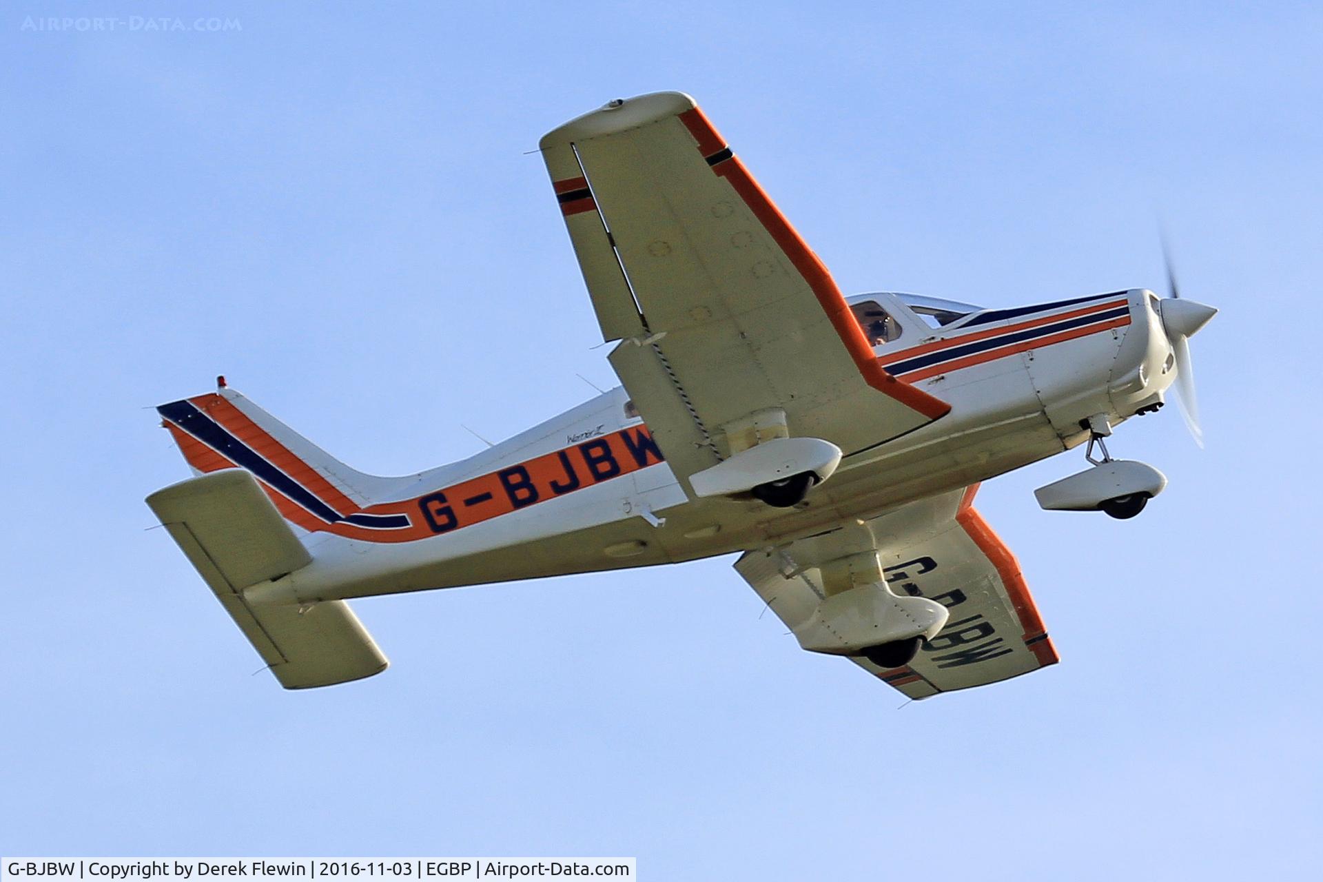 G-BJBW, 1981 Piper PA-28-161 Cherokee Warrior II C/N 28-8116280, Cherokee Warrior II, Over-Over Farm Gloucestershire based, seen pulling out from runway 26 following a fly in.