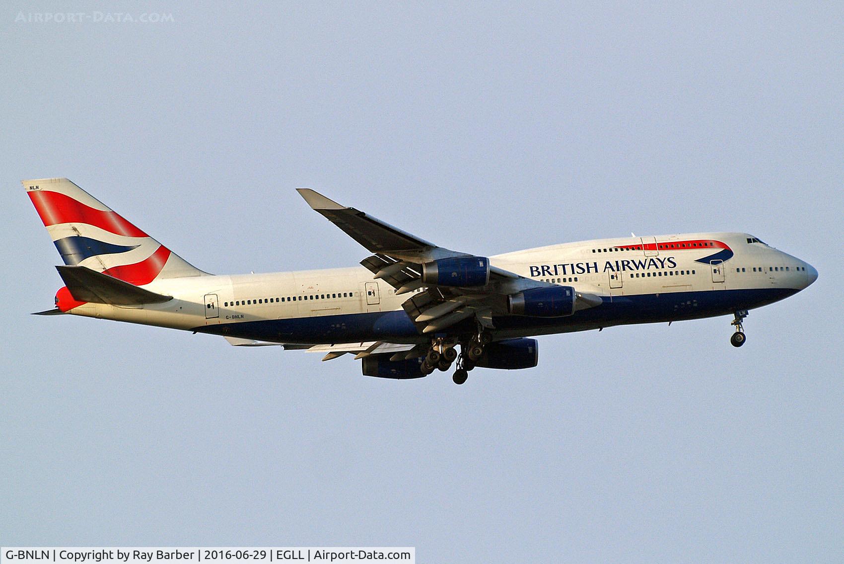 G-BNLN, 1990 Boeing 747-436 C/N 24056, G-BNLN   Boeing 747-436 [24056] (British Airways) Home~G 29/06/2016. On approach 27L.