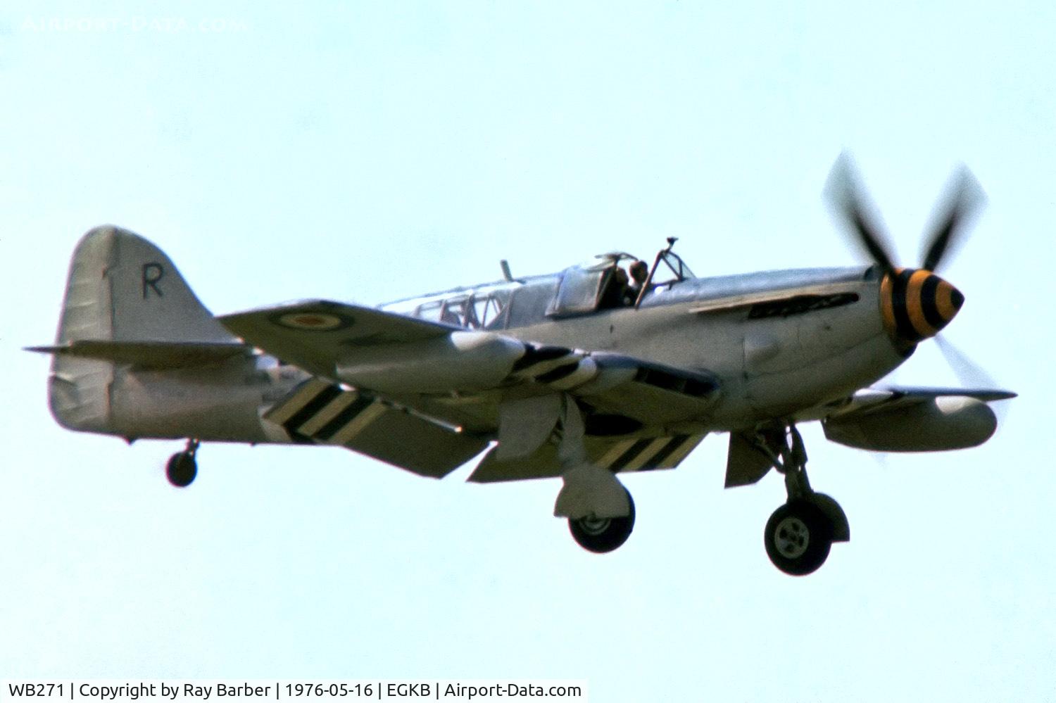 WB271, 1949 Fairey Firefly AS.5 C/N F.8497, Fairey Firefly AS.6 [F.8497] (Royal Navy) Biggin Hill~G 16/05/1976. From a slide.
