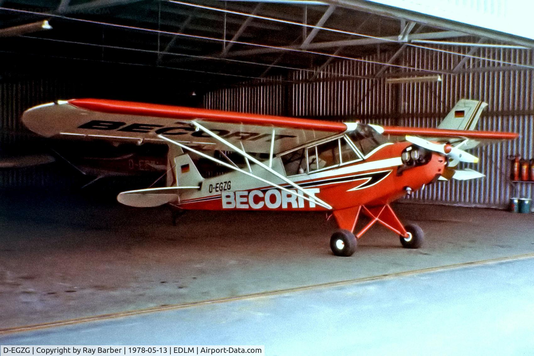 D-EGZG, 1943 Piper L-4H Grasshopper (J3C-65D) C/N 11295, Piper L-4H Grasshopper [11295] Marl-Loemuehle~D 13/05/1978. From a slide.