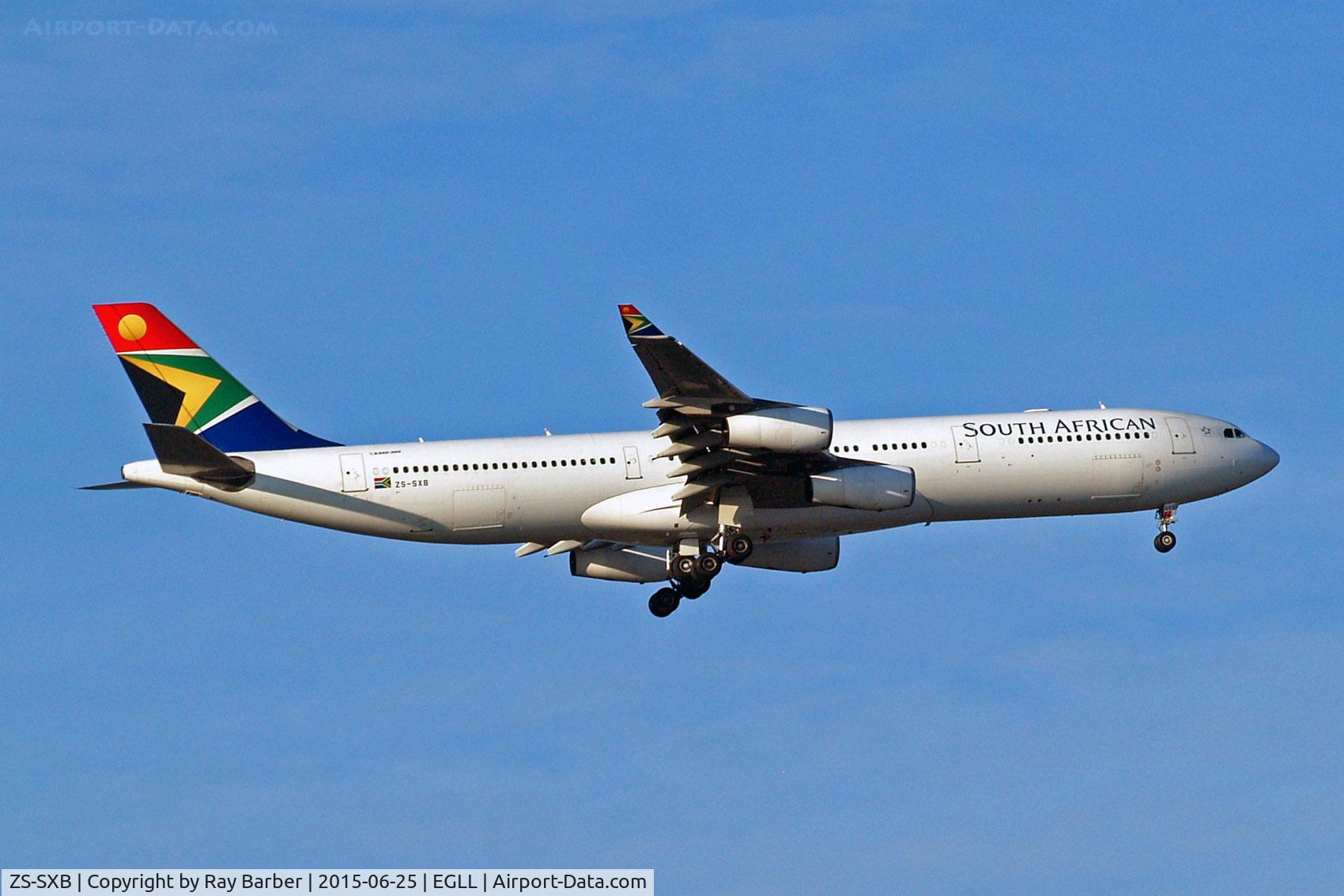 ZS-SXB, 2004 Airbus A340-313E C/N 582, Airbus A340-313E [582] (South African Airways) Home~G 25/06/2015. On Approach 27L.