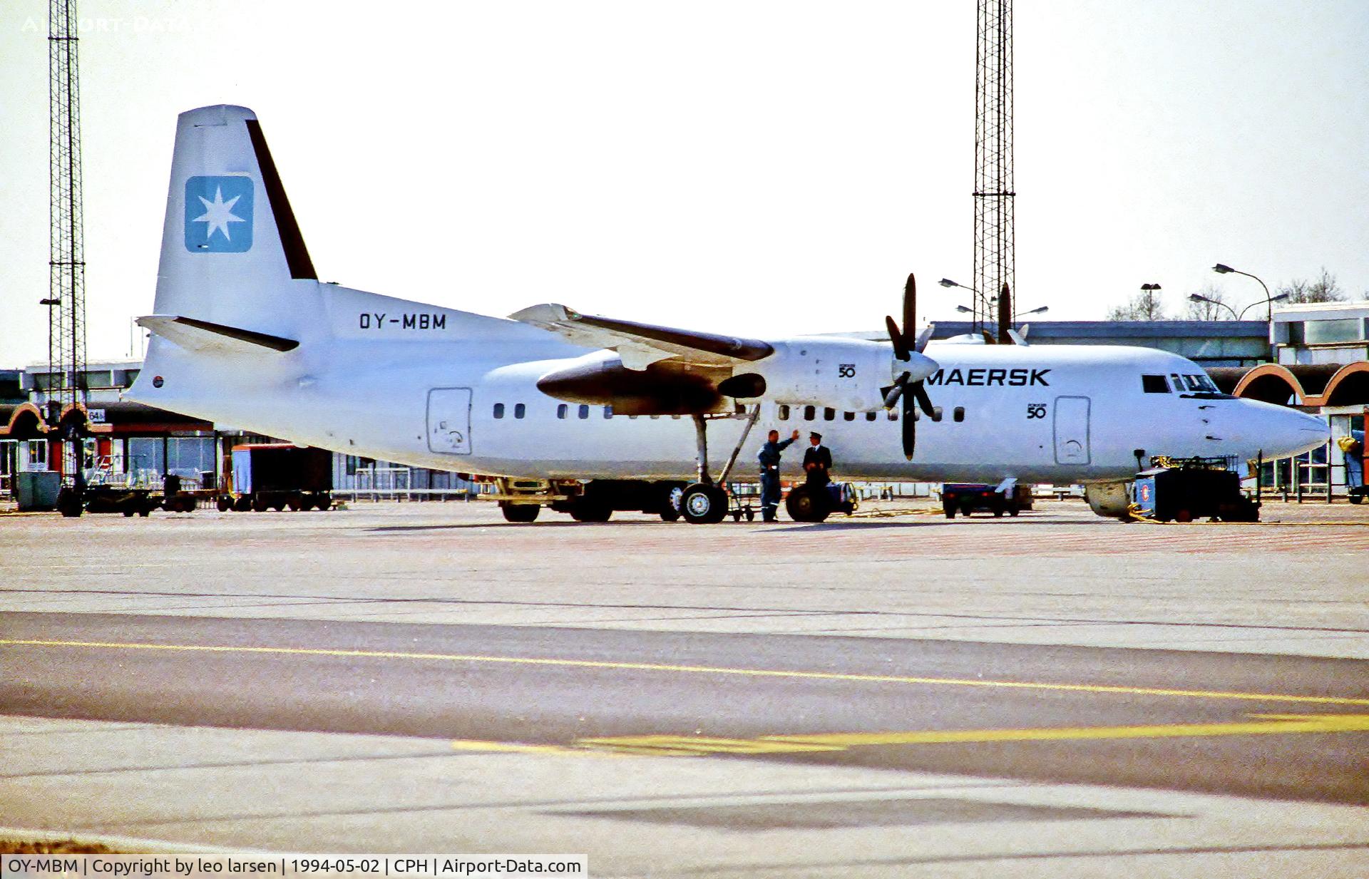 OY-MBM, 1987 Fokker 50 C/N 20103, Copenhagen 2.5.94