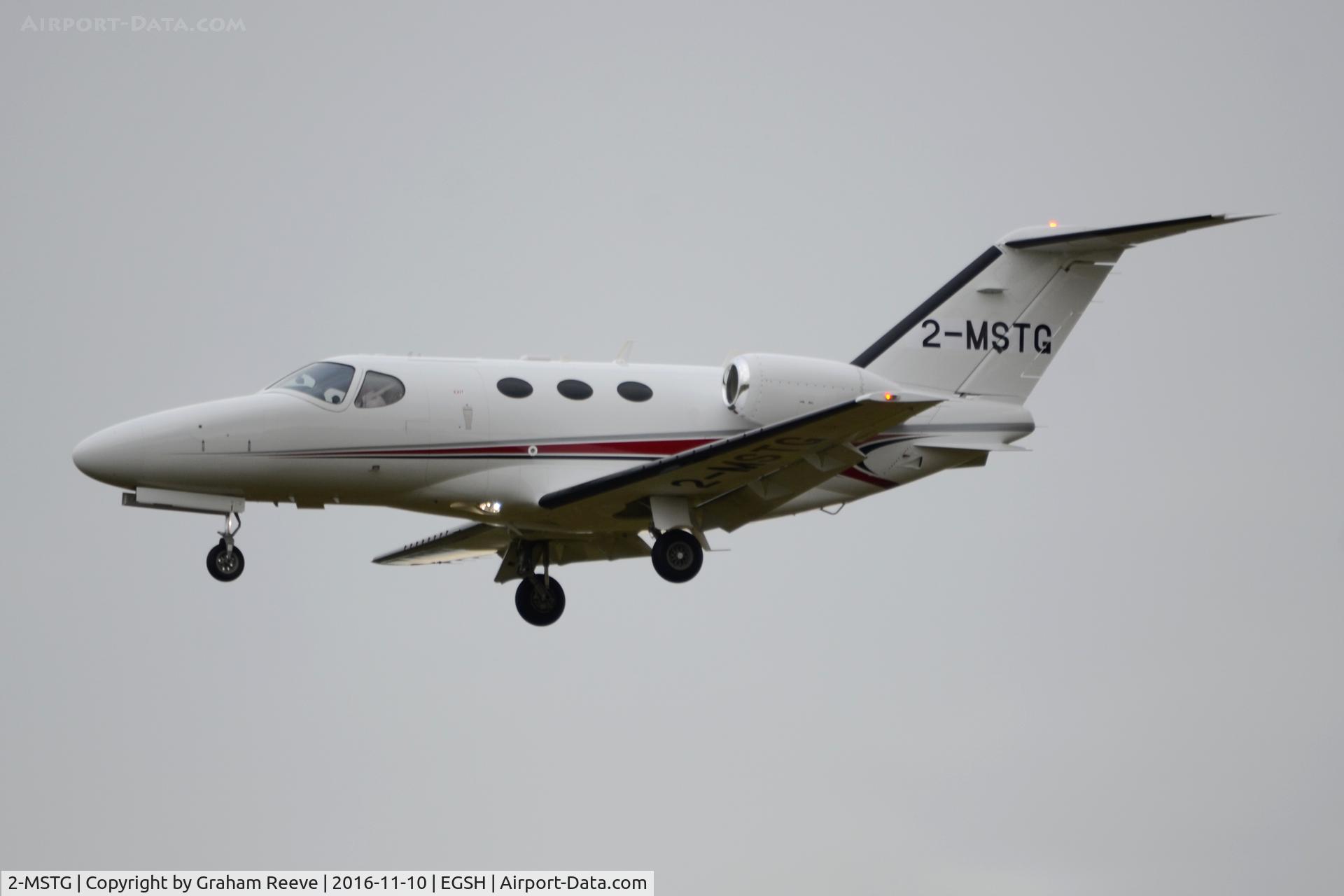 2-MSTG, 2009 Cessna 510 Citation Mustang Citation Mustang C/N 510-0295, Landing at Norwich.