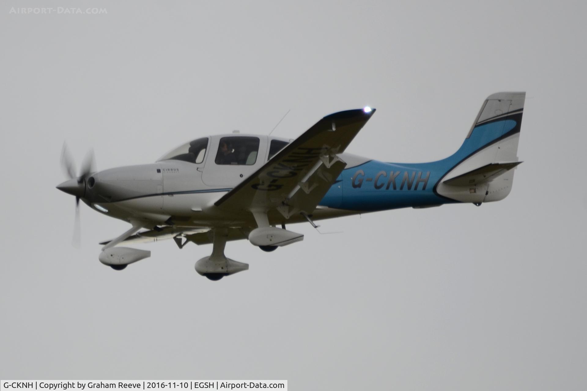 G-CKNH, 2013 Cirrus SR22T C/N 0523, Landing at Norwich.