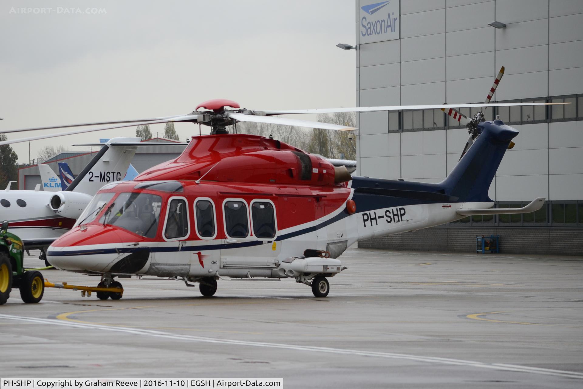 PH-SHP, 2007 AgustaWestland AW-139 C/N 31099, Under tow at Norwich.