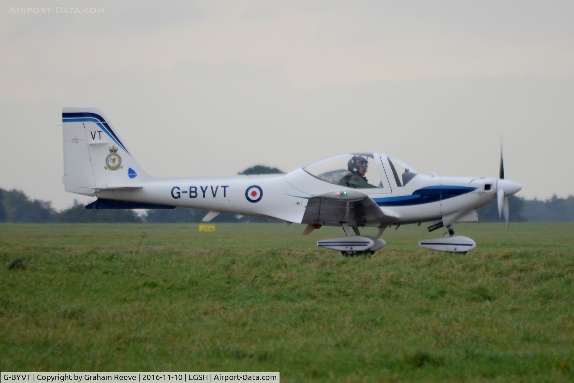 G-BYVT, 2000 Grob G-115E Tutor T1 C/N 82129/E, Just landed at Norwich.