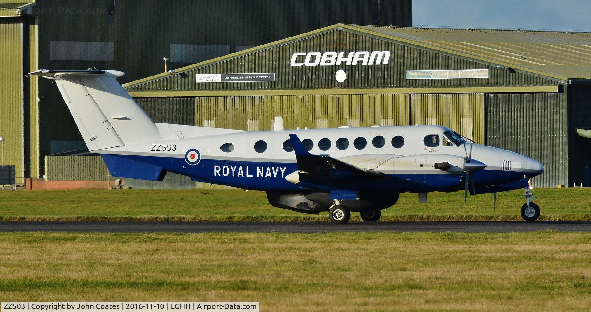 ZZ503, 2008 Hawker Beechcraft B350CER Avenger T1 C/N FL633, Taxiing to Cobham on arrival