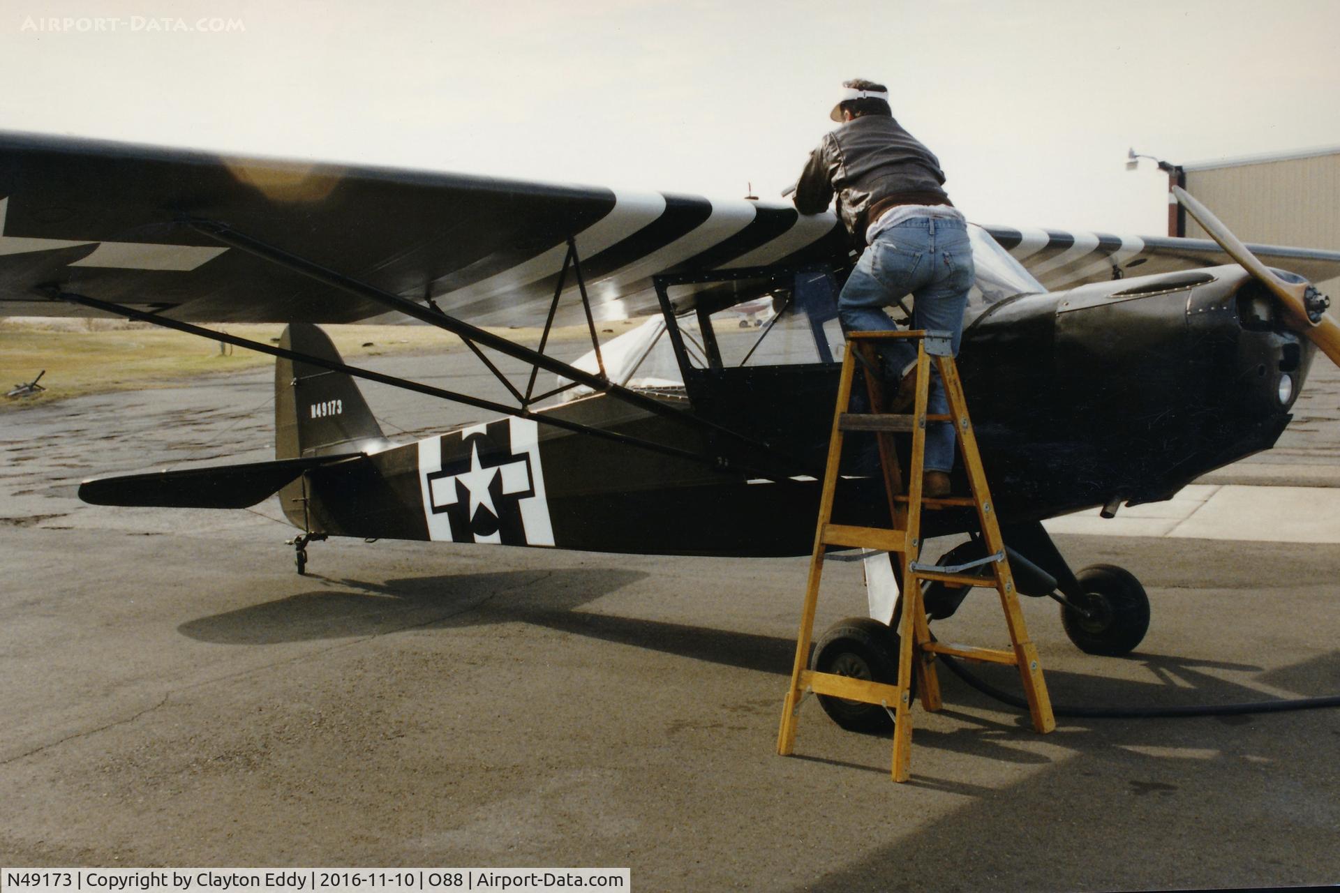 N49173, 1943 Taylorcraft DCO-65 C/N 5220, N49173 at the old Rio Vista Airport in California.