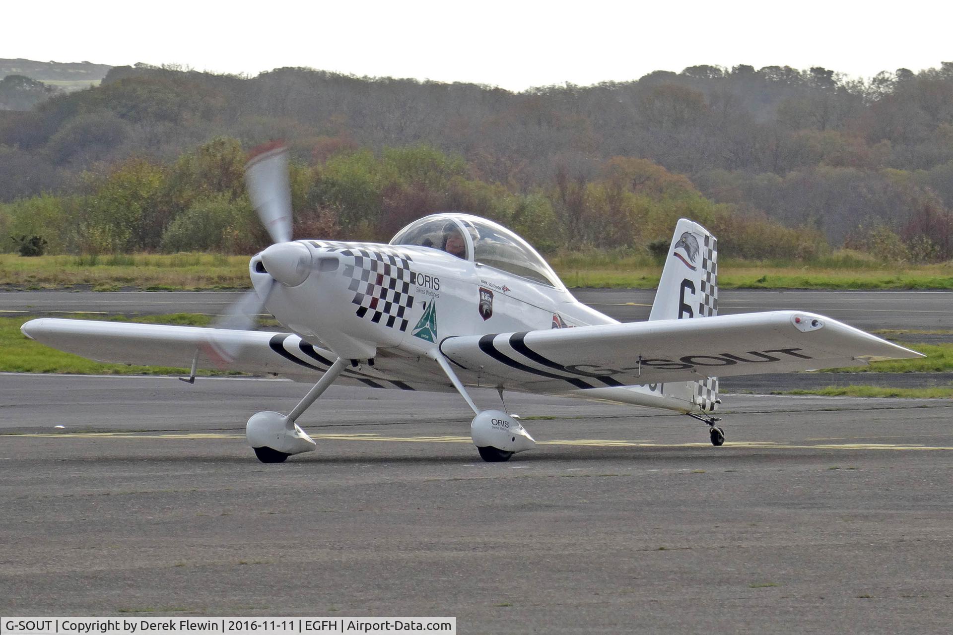 G-SOUT, 2006 Vans RV-8 C/N PFA 303-13295, RV-8, Ravens Fomation Team, Sleap based, previously G-CDPJ, seen taxxing in to pick up a passenger.