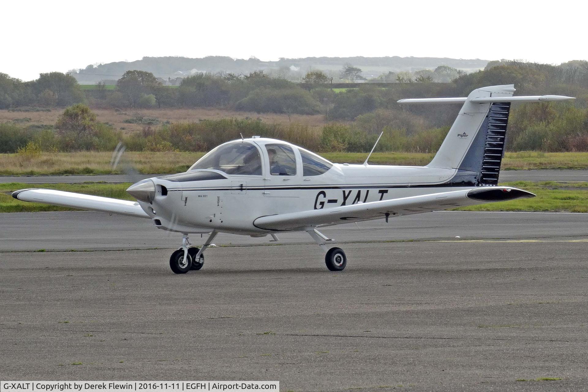 G-XALT, 1979 Piper PA-38-112 Tomahawk Tomahawk C/N 38-79A0801, Tomahawk, new addition to the Cambrian Flying Club's Fleet, previously N9651N, OO-TLT, PH-ALT, seen taxxing in out of Bournemouth.
