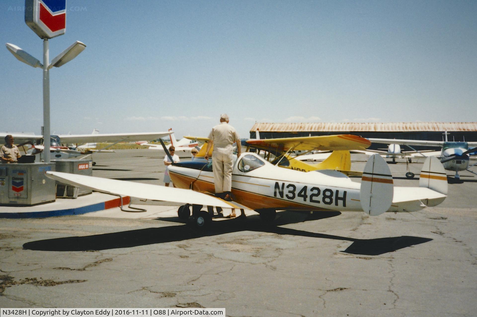 N3428H, 1946 Erco 415C Ercoupe C/N 4053, N3428H at the old Rio Vista Airport in California. 1980's early 1990's?