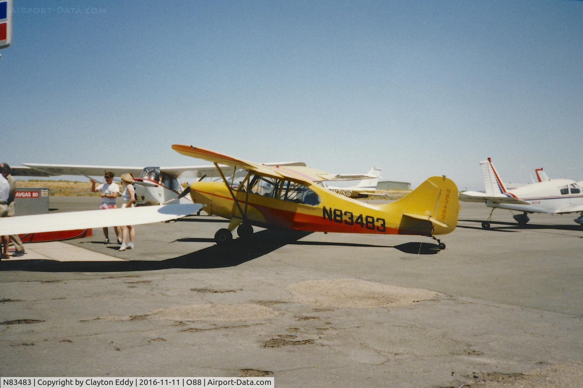 N83483, 1946 Champion 7AC C/N 7AC-2154, Old Rio Vista Airport in California. 1980's/1990's?