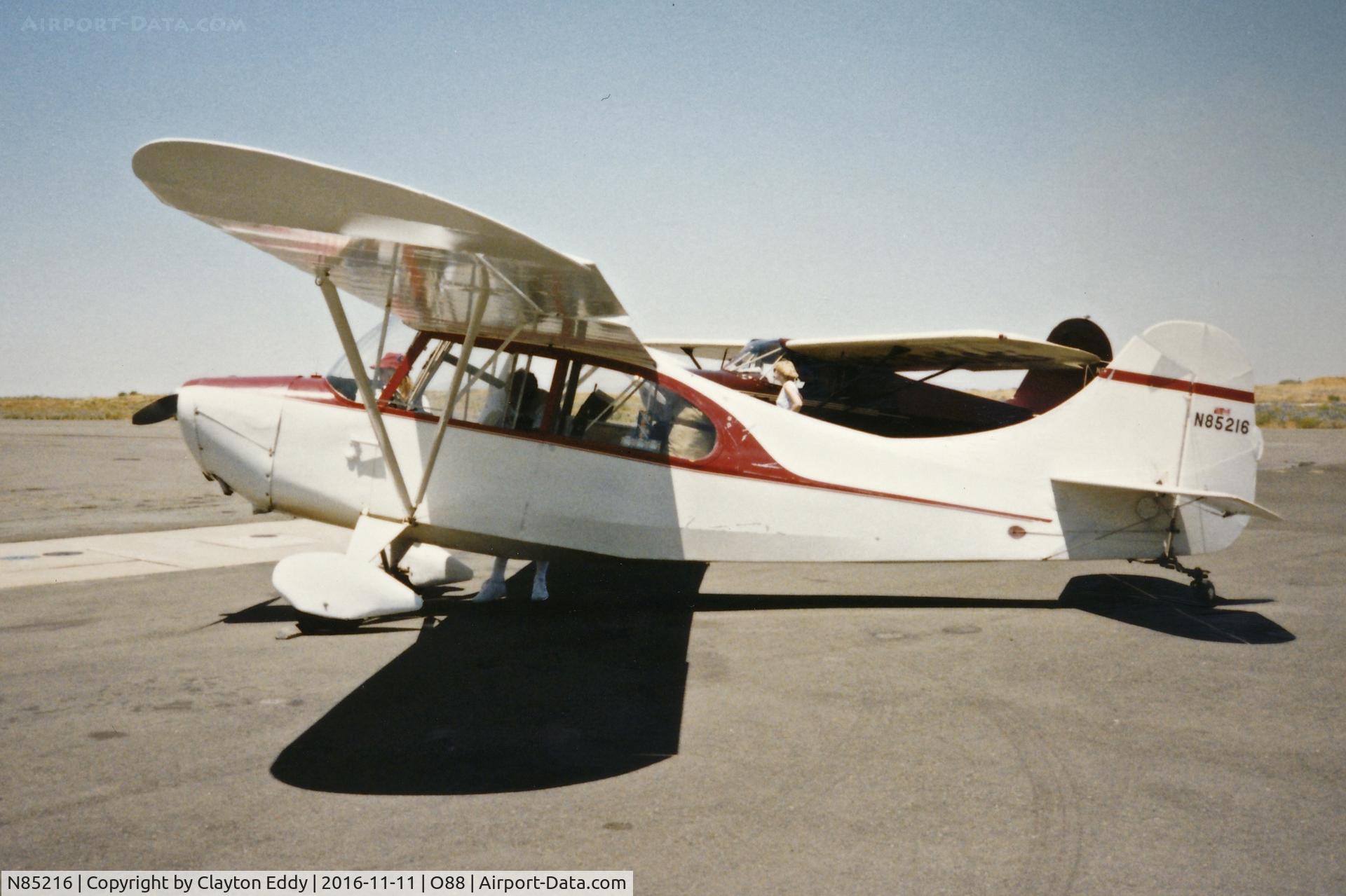 N85216, 1946 Aeronca 7AC Champion C/N 7AC-3949, Old Rio Vista Airport in California. 1980's/1990's?