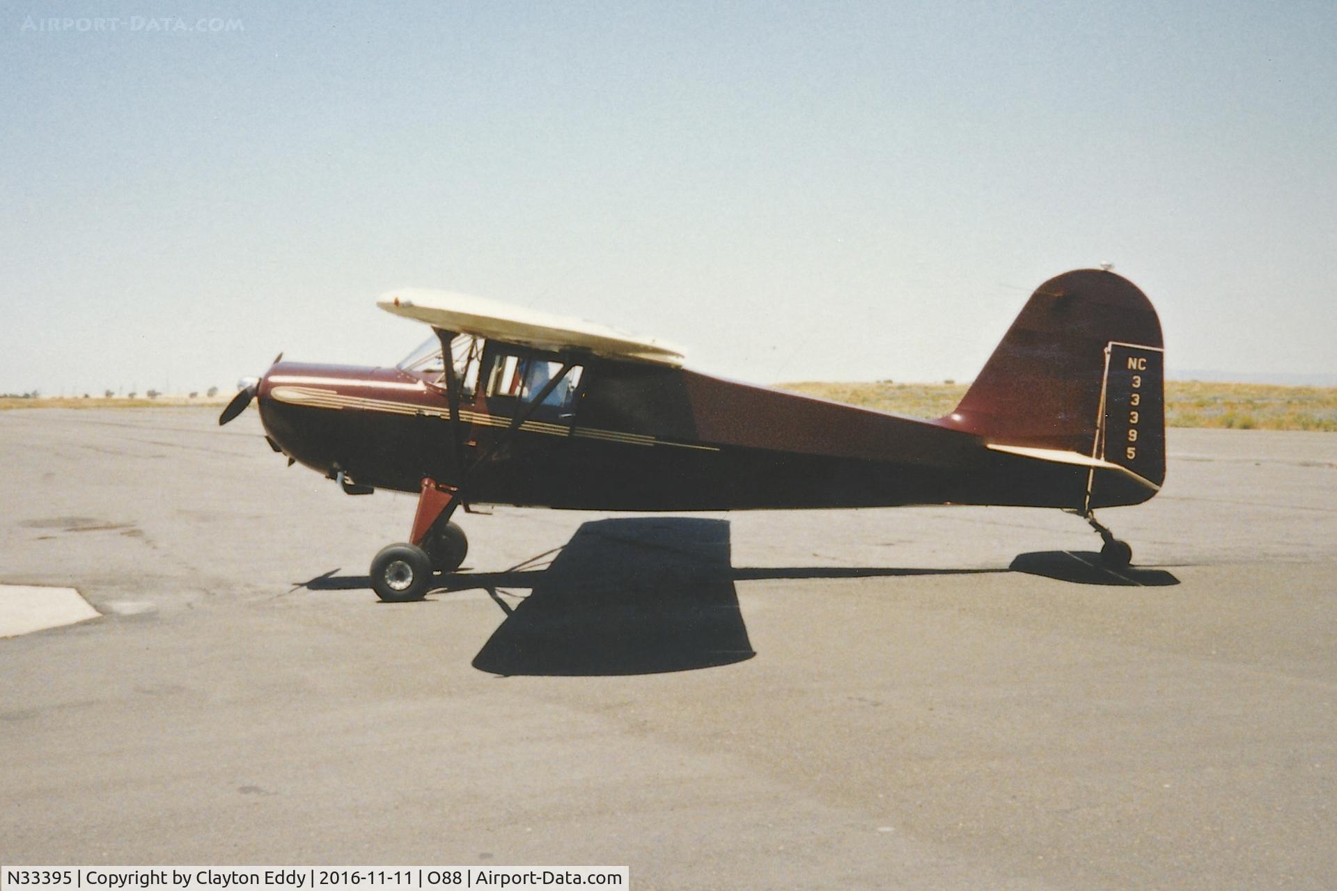 N33395, 1946 Commonwealth 185 Skyranger C/N 1616, Old Rio Vista Airport in California. 1980's/1990's?