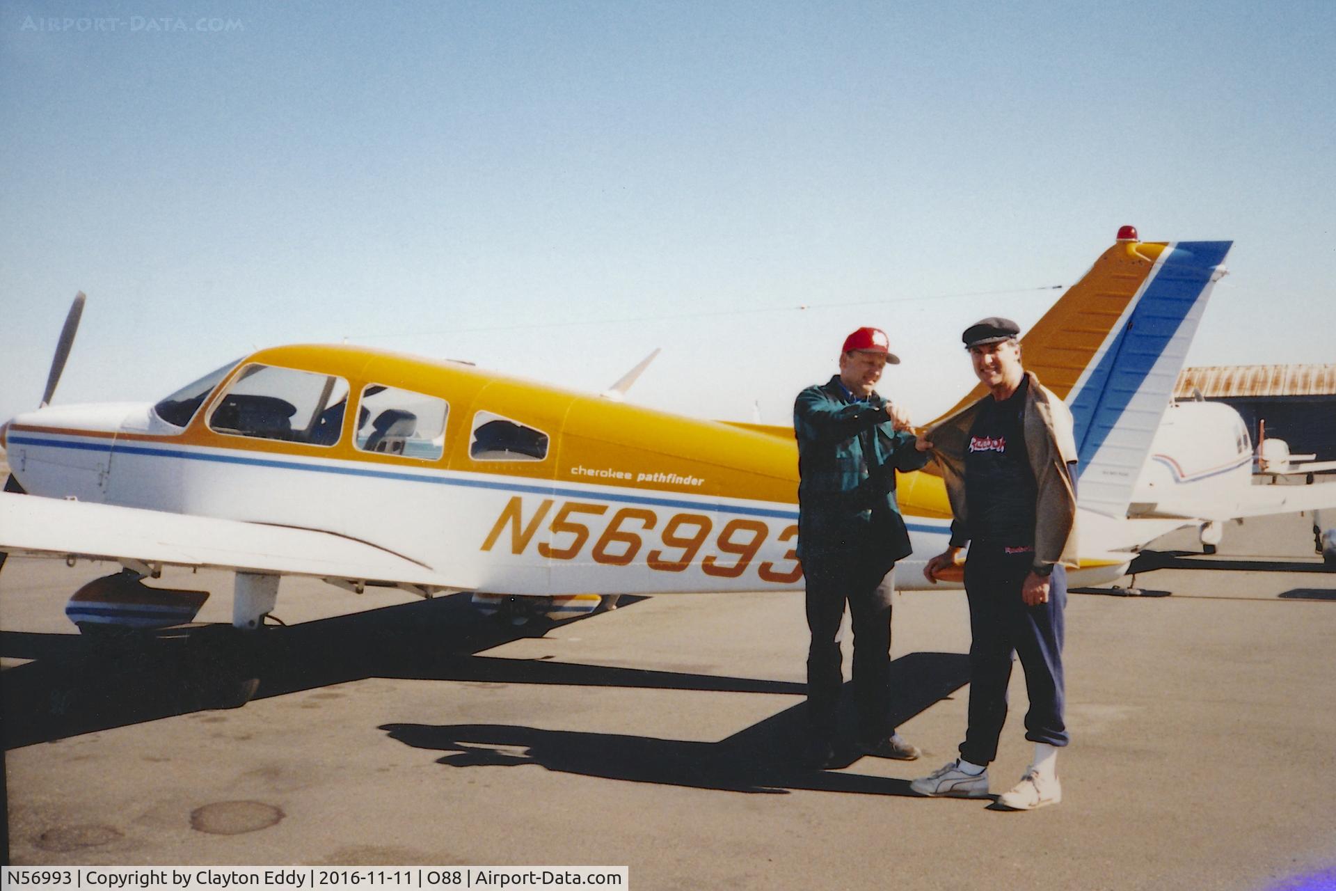 N56993, 1973 Piper PA-28-235 Cherokee Pathfinder C/N 28-7410040, James Moseley first solo at the old Rio Vista Airport in California. 1990.