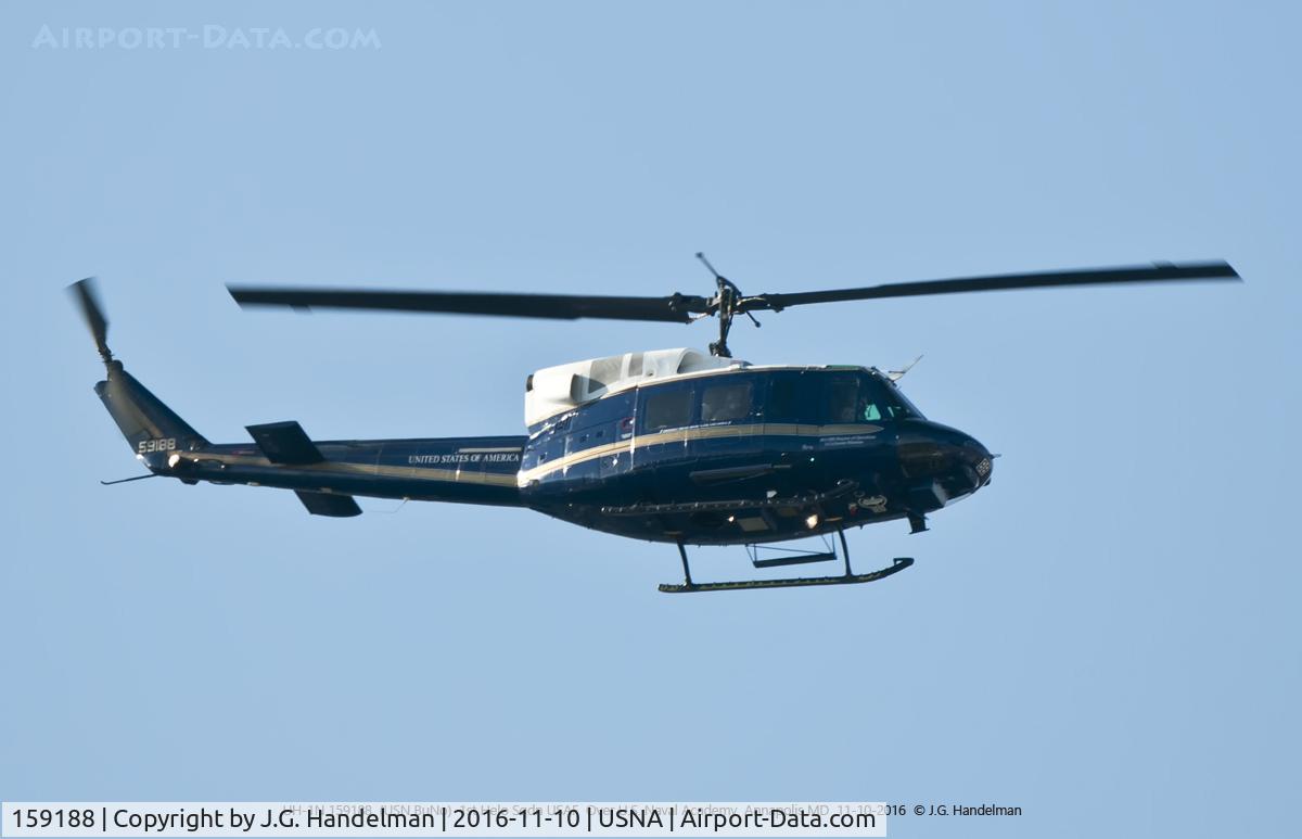 159188, Bell UH-1N Iroquois C/N 31664, Former USMC aircraft over U.S. Naval Academy.