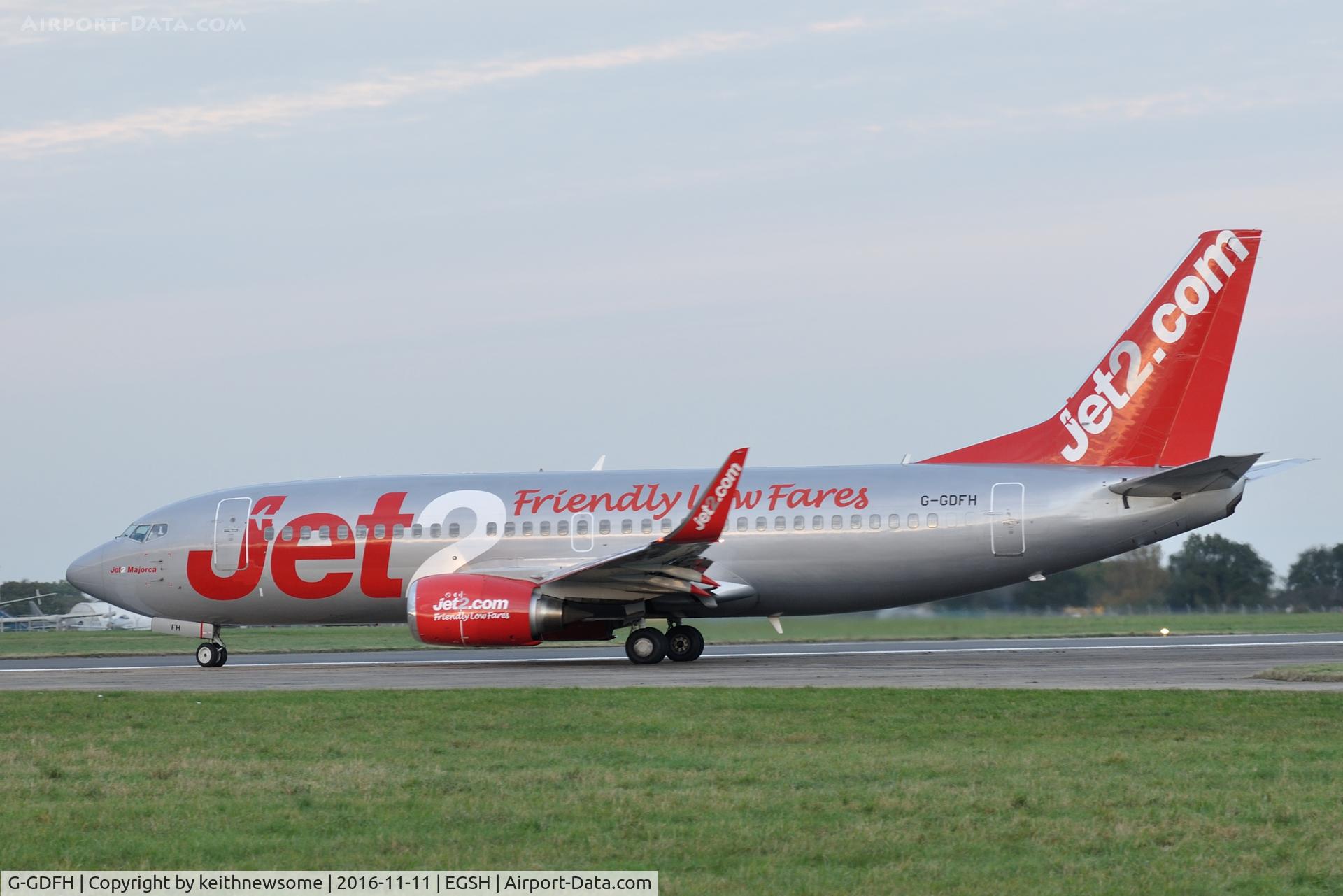 G-GDFH, 1993 Boeing 737-3Y5 C/N 25615, Leaving Norwich following maintenance.