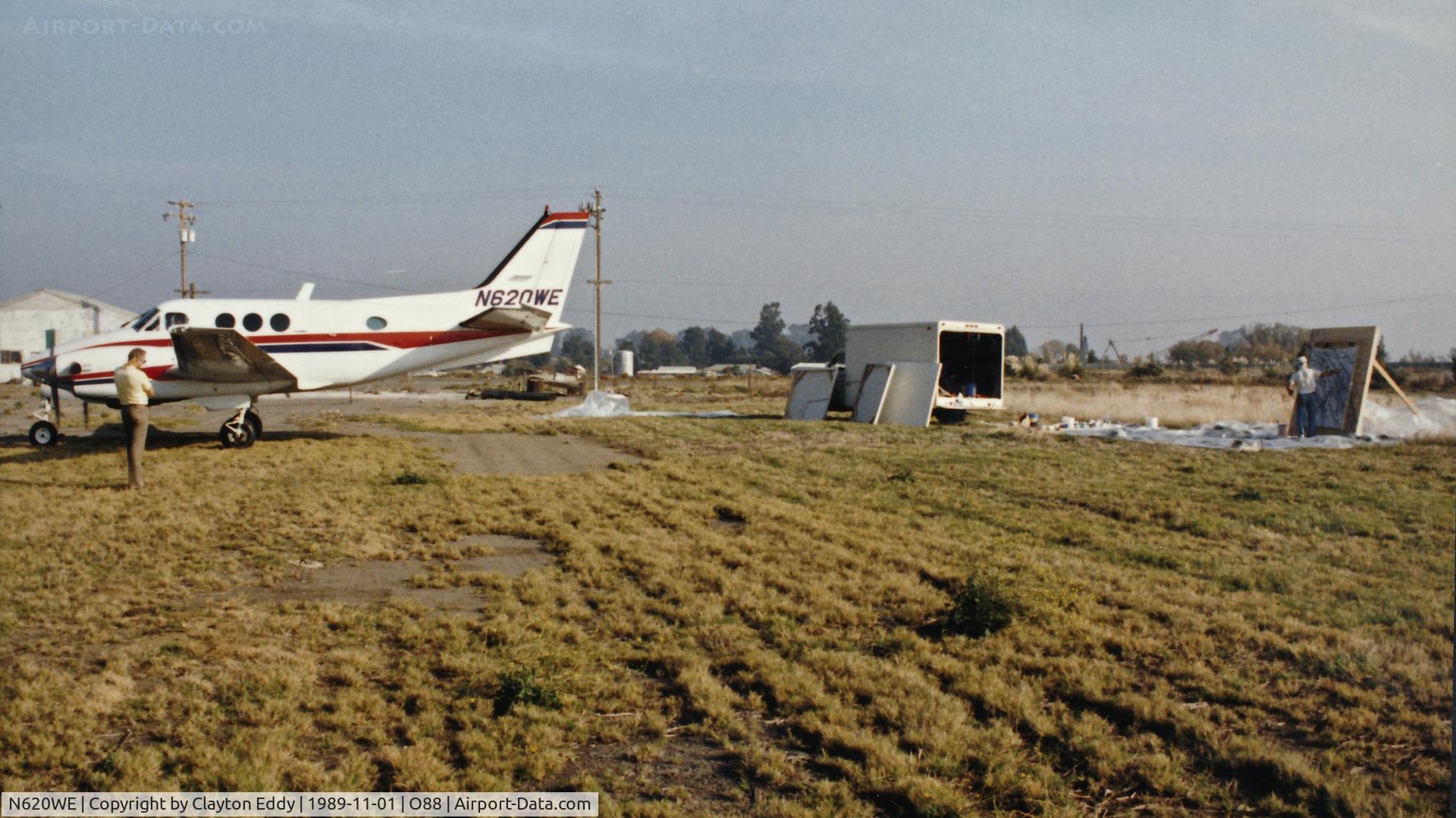 N620WE, 1977 Beech C90 King Air C/N LJ-743, Artist using N620WE. Old Rio Vista Airport in California. 1989.