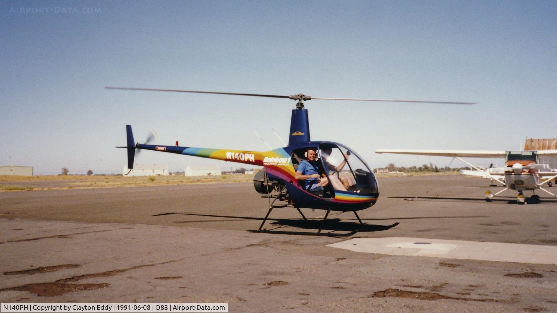 N140PH, Robinson R22 Beta C/N 1408, Old Rio Vista Airport in California. 1991.