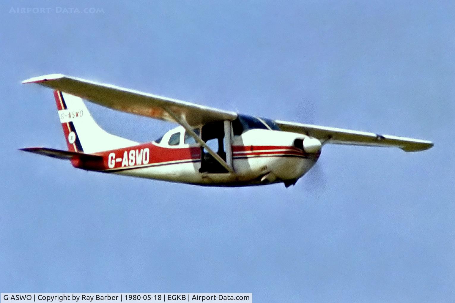 G-ASWO, 1964 Cessna 210D Centurion C/N 210-58502, G-ASWO   Cessna 210D Centurion [210-58502] Biggin Hill~G 18/05/1980. From a slide.