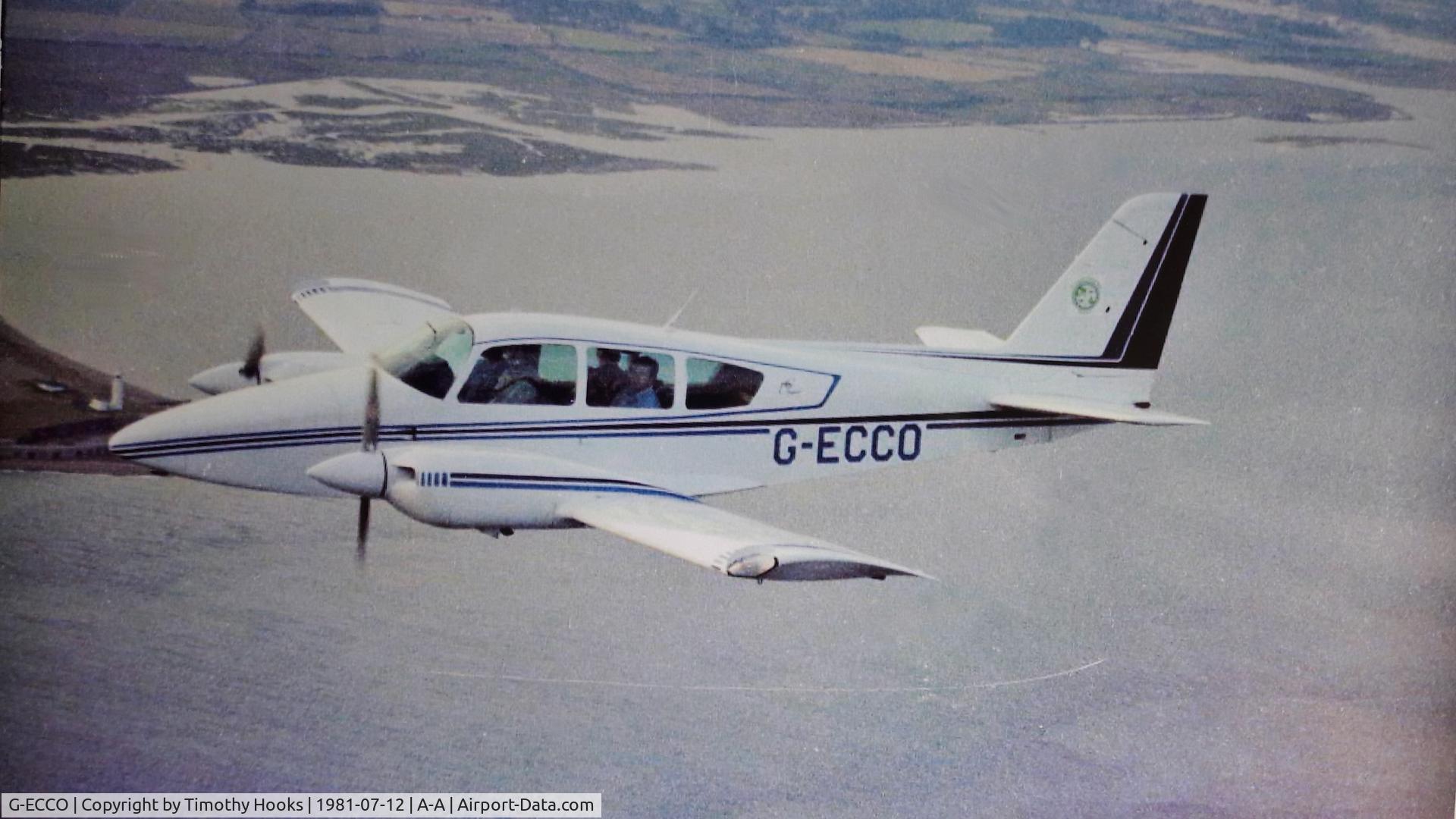 G-ECCO, 1979 Gulfstream American GA-7 Cougar C/N GA7-0103, G-ECCO flying over Hurst Castle, Southampton Water. flown by David Wiltshire under instruction of Jamie Paige