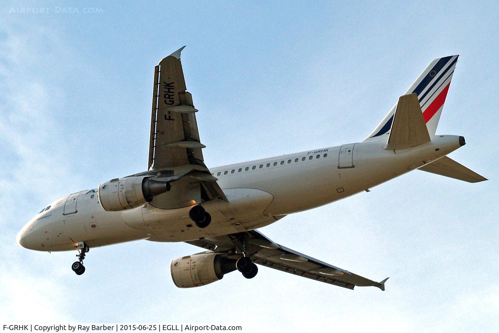 F-GRHK, 2000 Airbus A319-111 C/N 1190, Airbus A319-111 [1190] (Air France) Home~G 25/06/2015. On approach 27R.