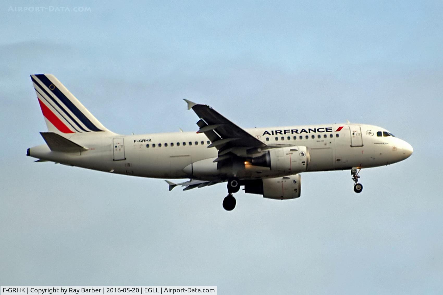 F-GRHK, 2000 Airbus A319-111 C/N 1190, Airbus A319-111 [1190] (Air France) Home~G 20/05/2016. On approach 27L