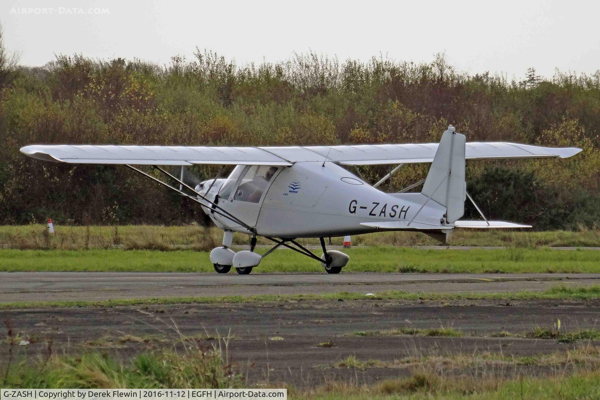 G-ZASH, 2013 Comco Ikarus C42 FB80 C/N 1304-7257, Ikarus, Gower Flight Centre, seen doing power checks prior to departing runway 28 for circuits.