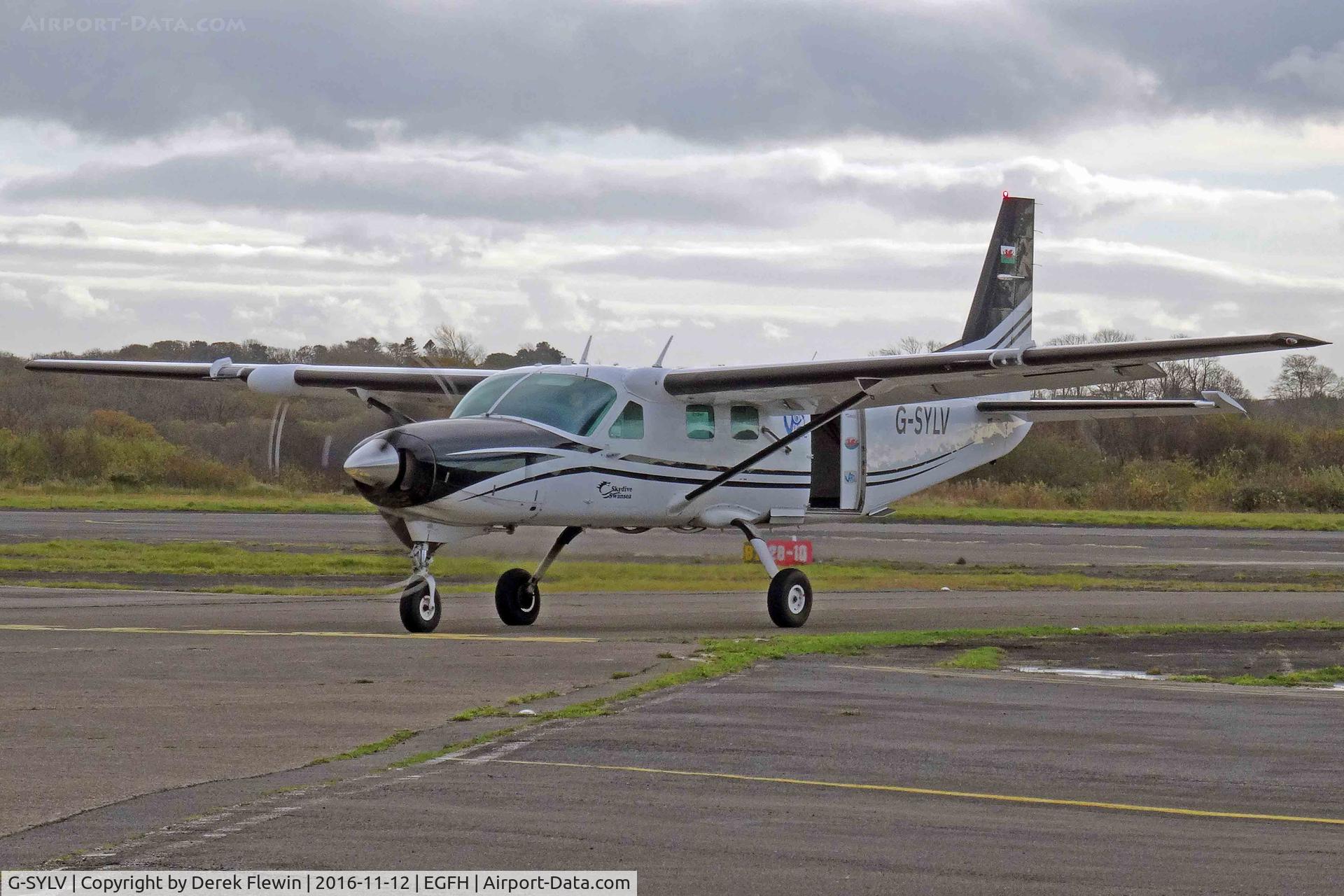 G-SYLV, 2002 Cessna 208B  Grand Caravan C/N 208B0936, Grand Caravan, Skydive Swansea, previously N40753, EC-IEV, D-FAAH, UR-CEGC, D-FAAH, seen taxxing in following parachute operations.