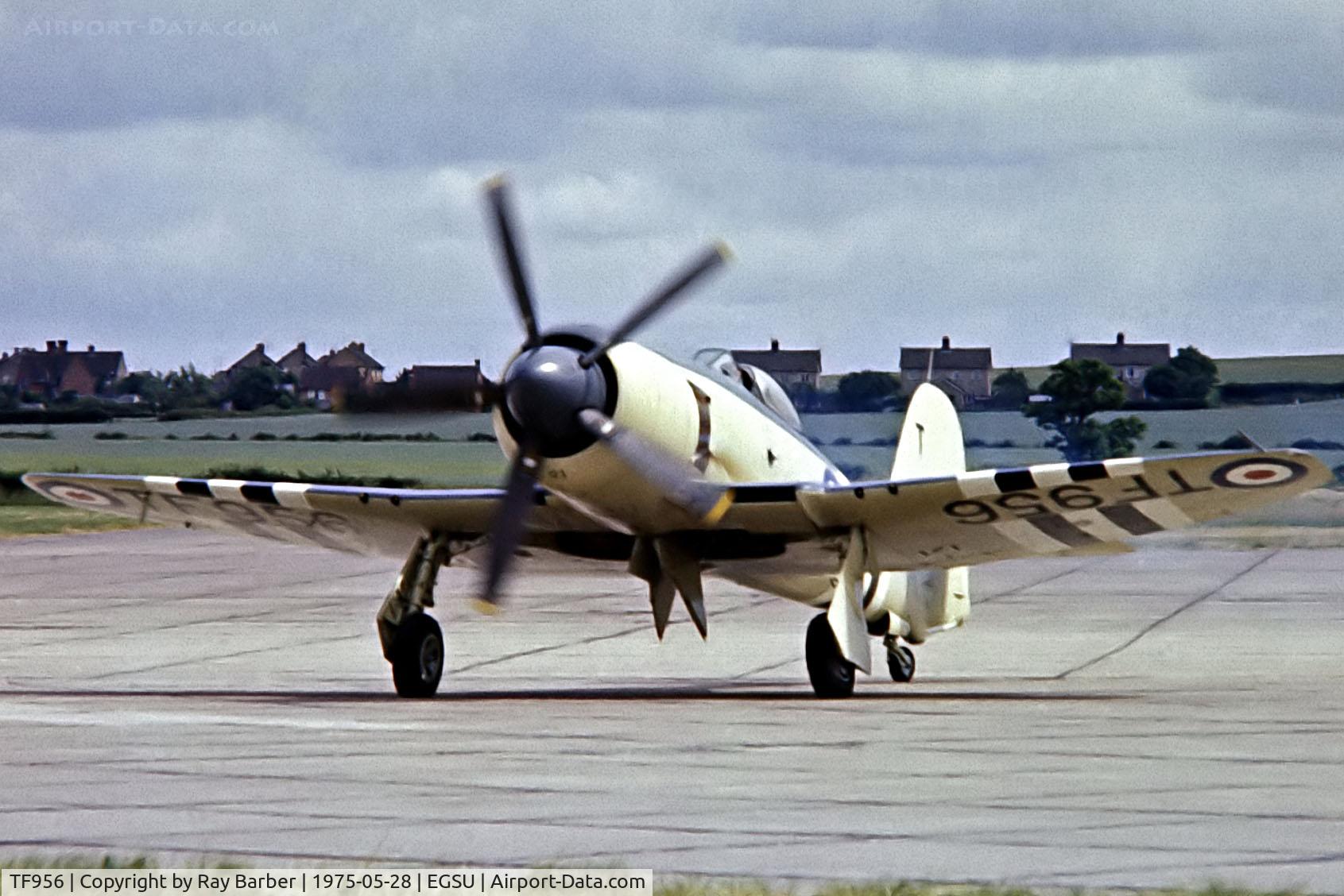 TF956, Hawker Sea Fury FB.11 C/N Not found TF956, Hawker Sea Fury FB.11 [TF956] (Royal Navy) Duxford~G 28/05/1975. From a slide.