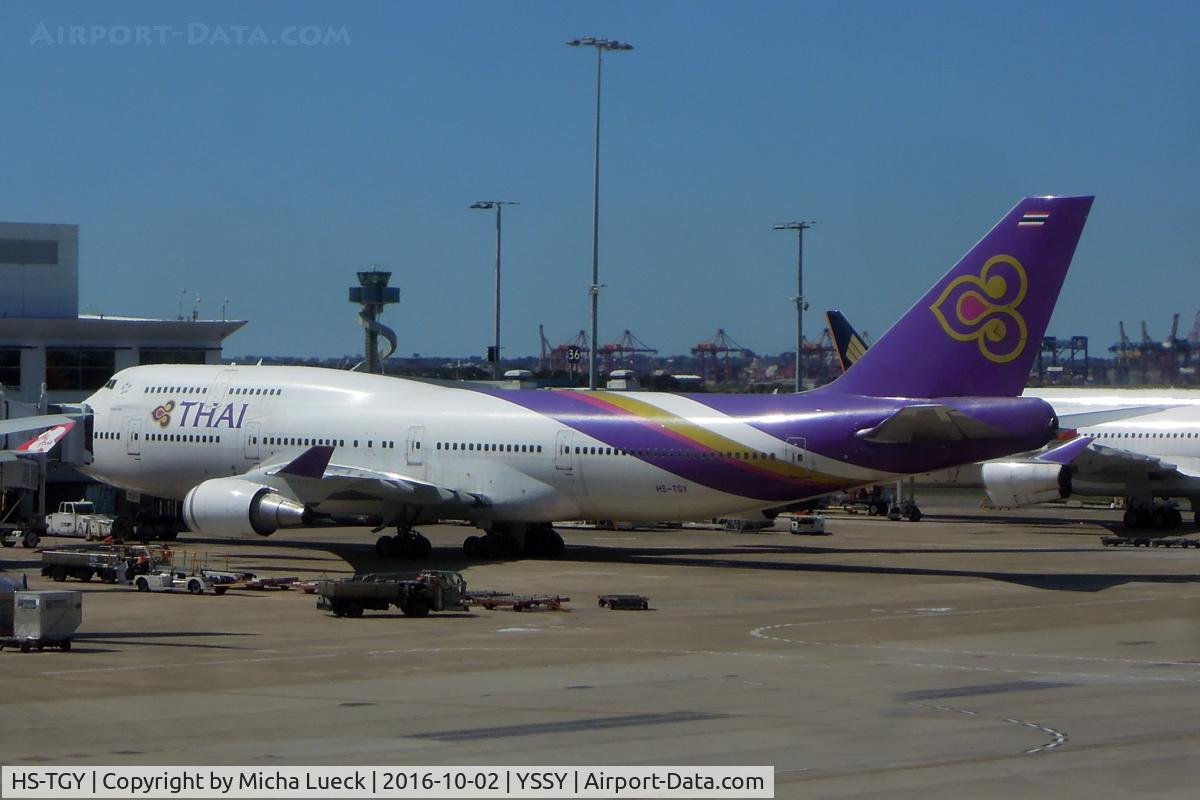 HS-TGY, 1998 Boeing 747-4D7 C/N 28705, At Mascot