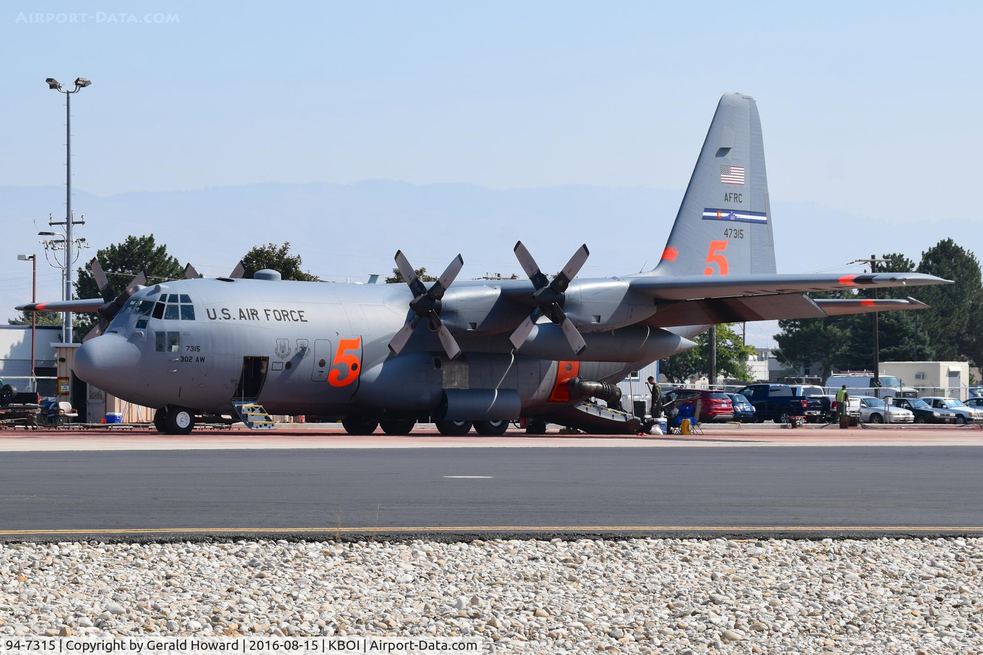 94-7315, Lockheed C-130H C/N 382-5389, 302nd Air Wing – Peterson AFB, CO parked on NIFC ramp.