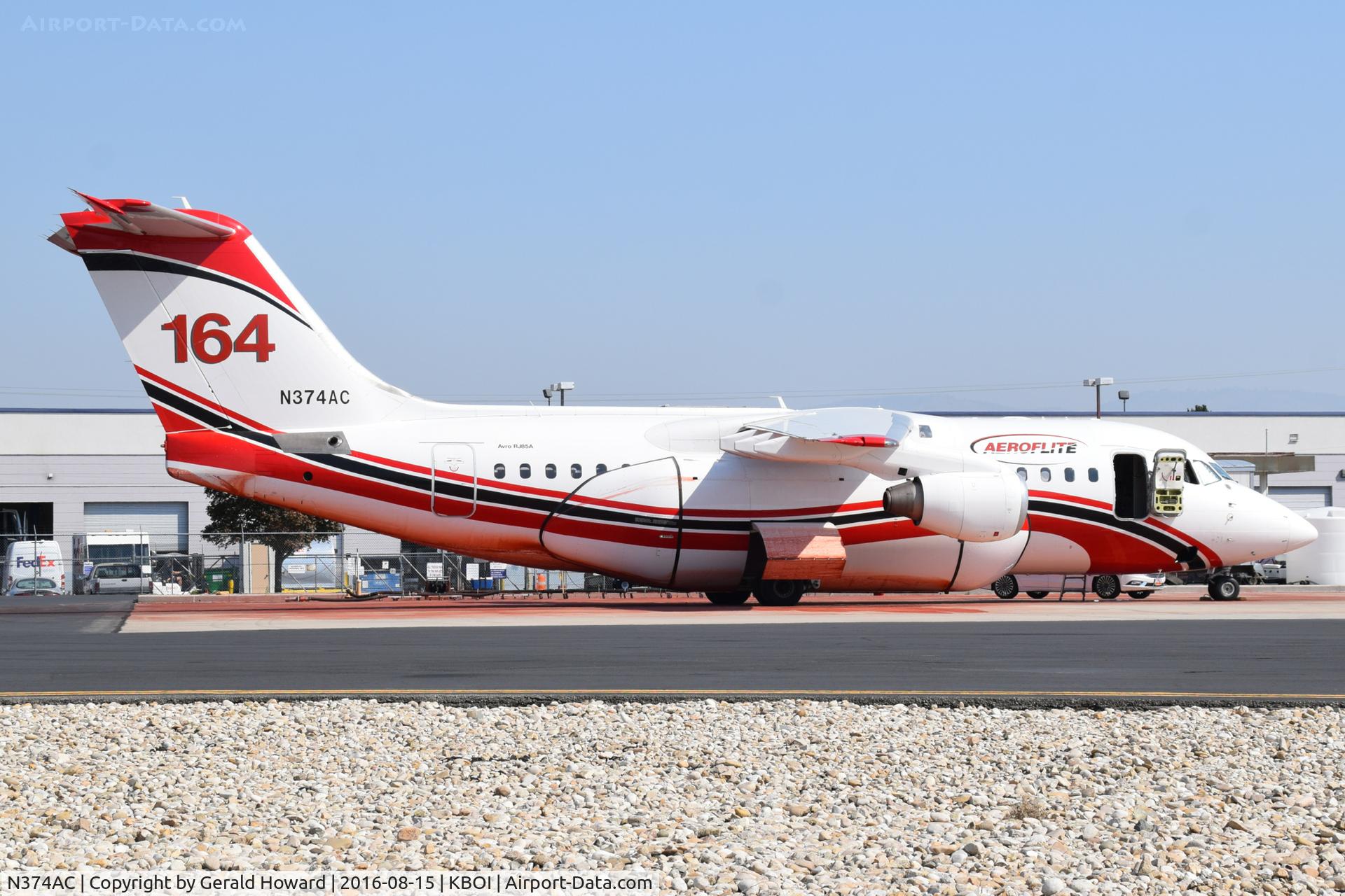 N374AC, 1995 British Aerospace Avro 146-RJ85 C/N E.2266, Parked on NIFC ramp.