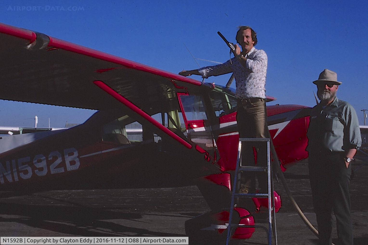 N1592B, 1948 Luscombe T-8F Silvaire C/N 6219, N1592B at the old Rio Vista Airport in California. 1970's