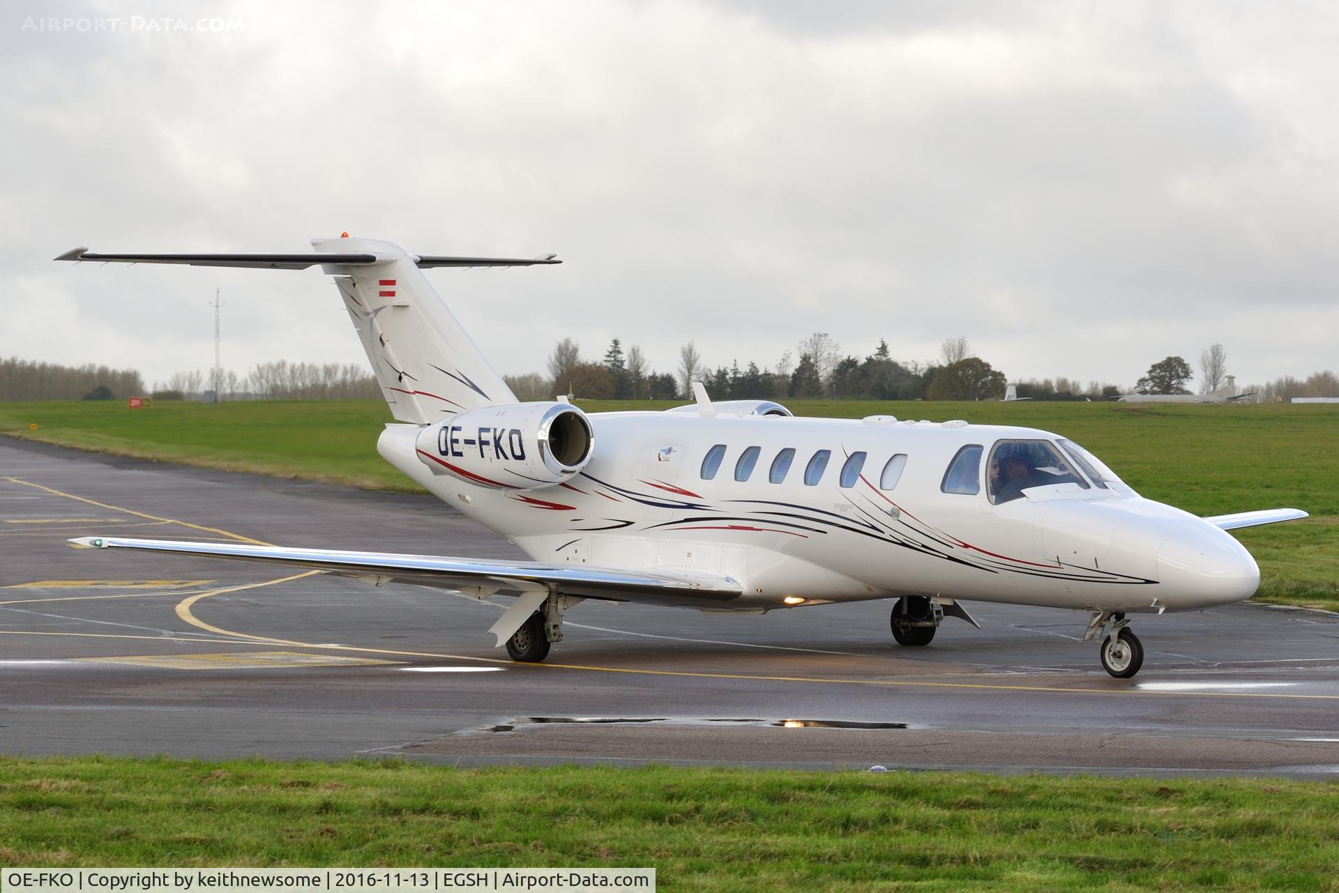 OE-FKO, 2008 Cessna 525A CitationJet CJ2+ C/N 525A-0390, Leaving Norwich.