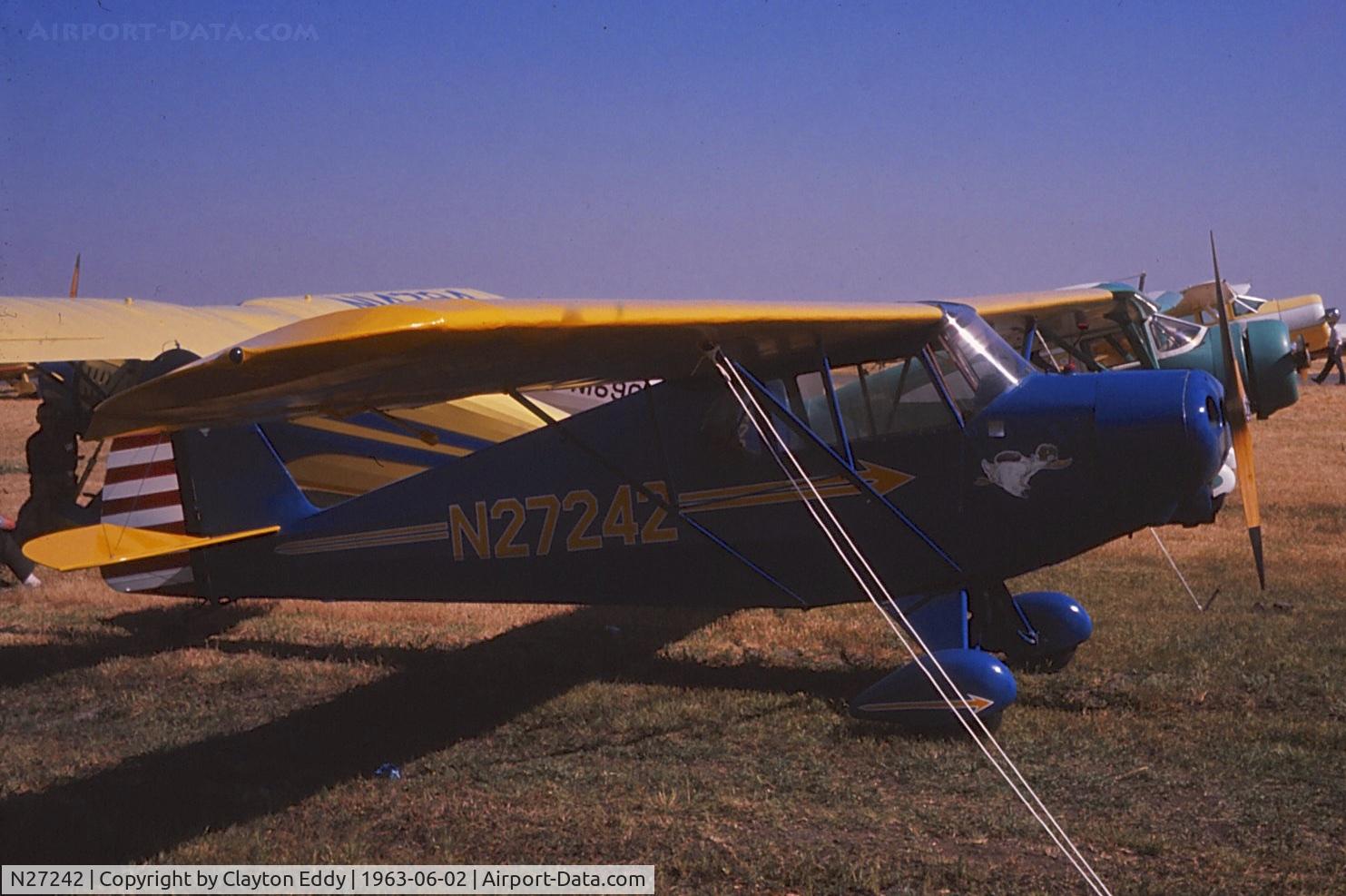 N27242, 1940 Porterfield LP-65 C/N 731, June 1963. Might be Paso Robles California.