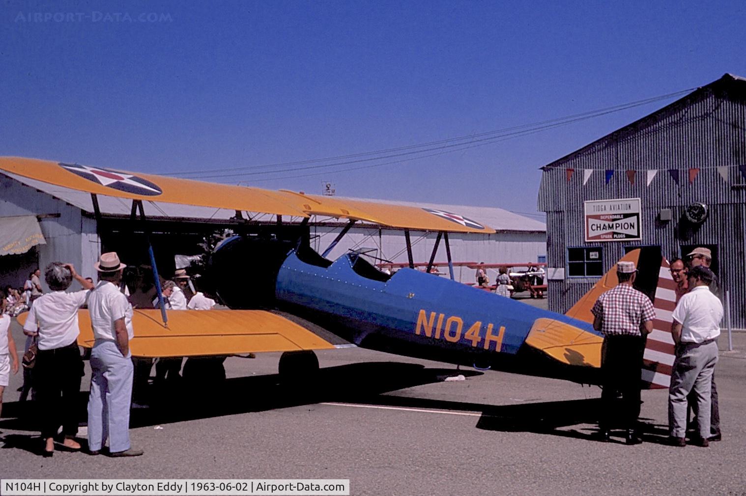N104H, 1941 Boeing A75N1 (PT17) C/N 75-2820, June 1963? Paso Robles?