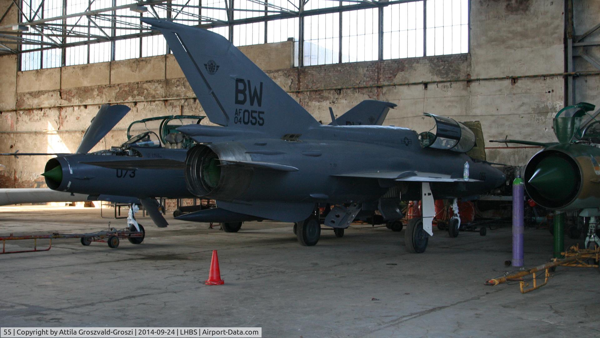 55, Mikoyan-Gurevich MiG-21UM C/N 516999301, Budaörs Airport, Hungary. 2014 was painted gray and BW AF04055 page number for filming.
