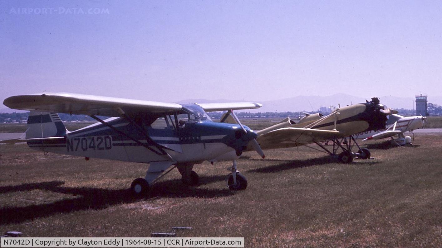 N7042D, 1957 Piper PA-22-150 Tri-Pacer C/N 22-4939, Concord Airport in California. 1964.