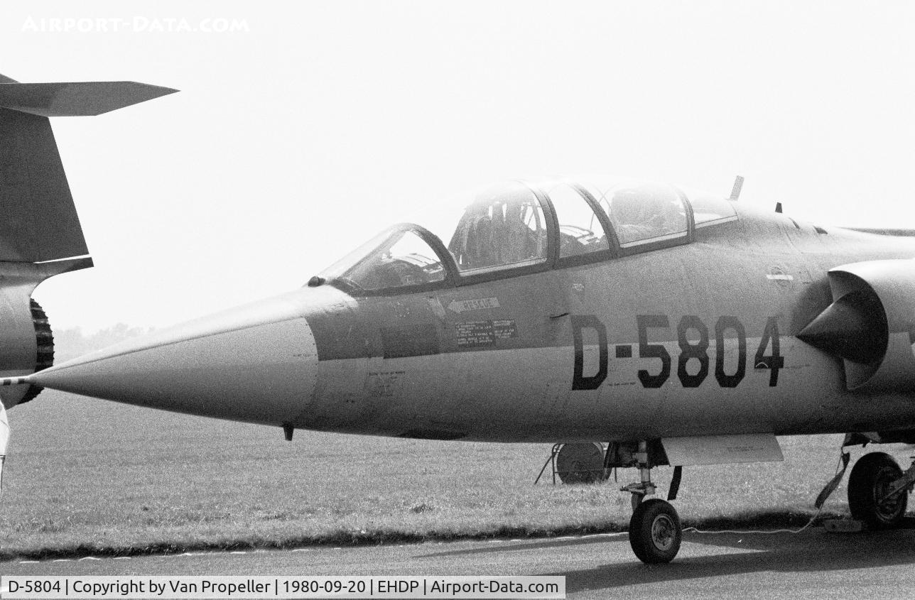 D-5804, Lockheed TF-104G Starfighter C/N 583E-5804, Front end of a TF-104G of the Royal Netherlands Air Force at De Peel air base, the Netherlands, 1980