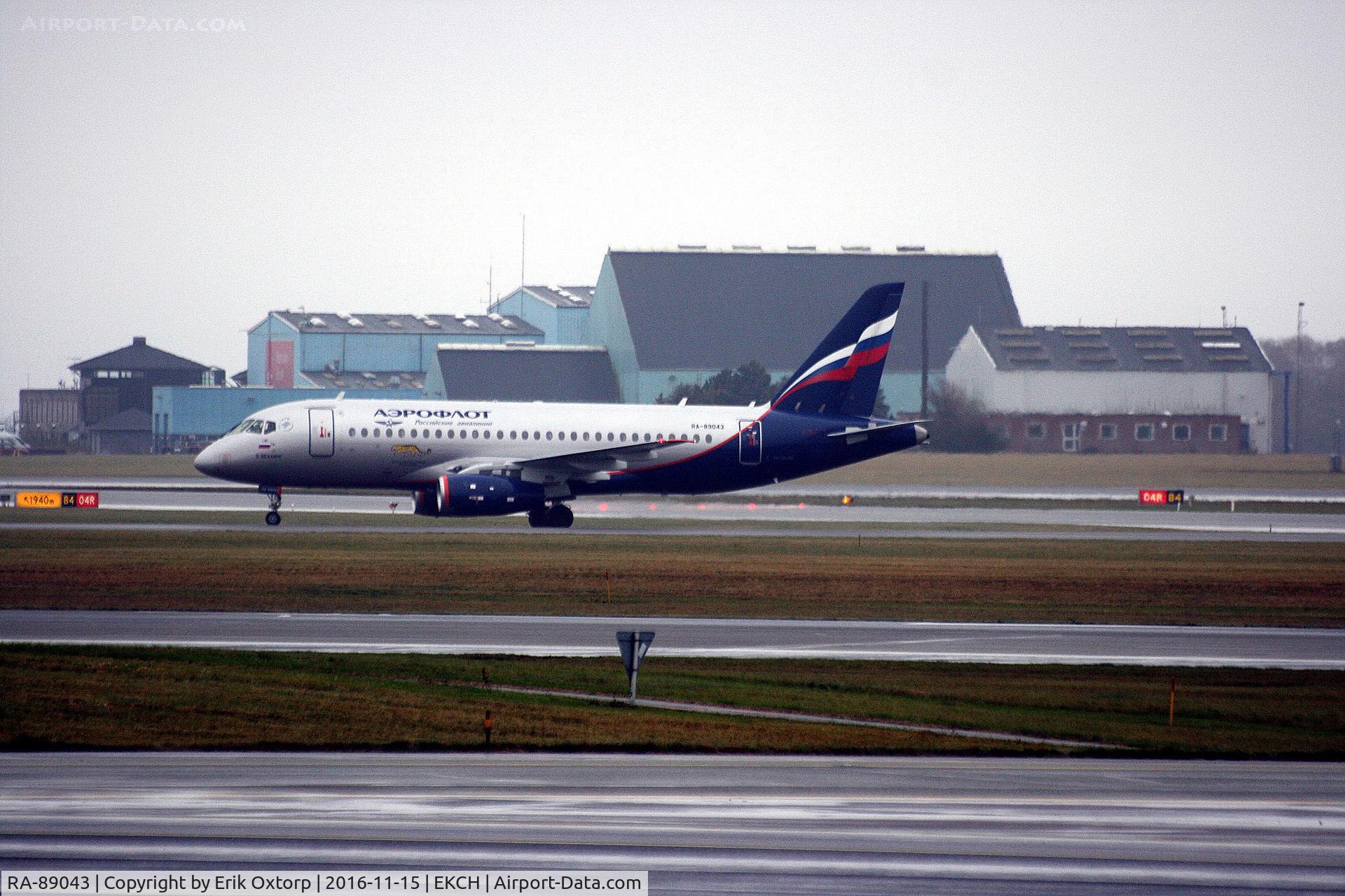 RA-89043, 2014 Sukhoi Superjet 100-95B C/N 95074, RA-89043 just arrived rw 22L