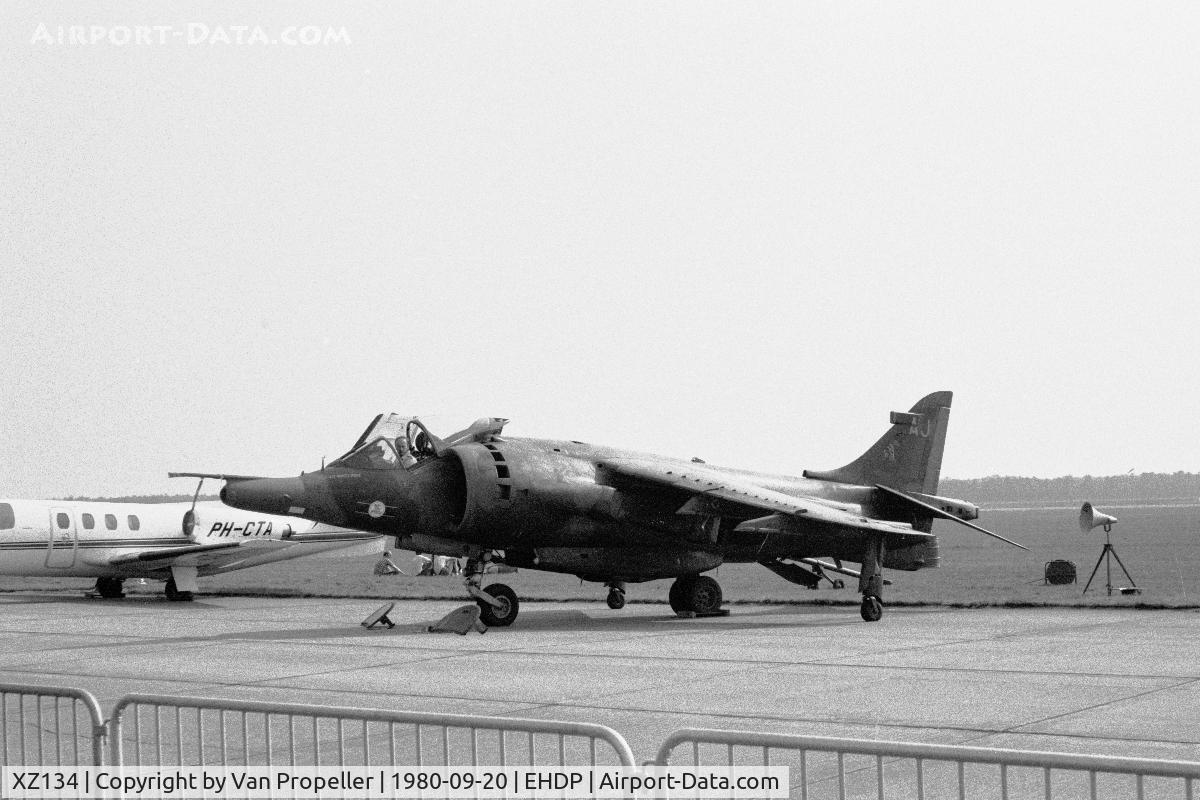 XZ134, 1976 Hawker Siddeley Harrier GR.3 C/N 712193, Harrier GR.3 of the Royal Air Force 3 squadron at De Peel, the Netherlands, 1980