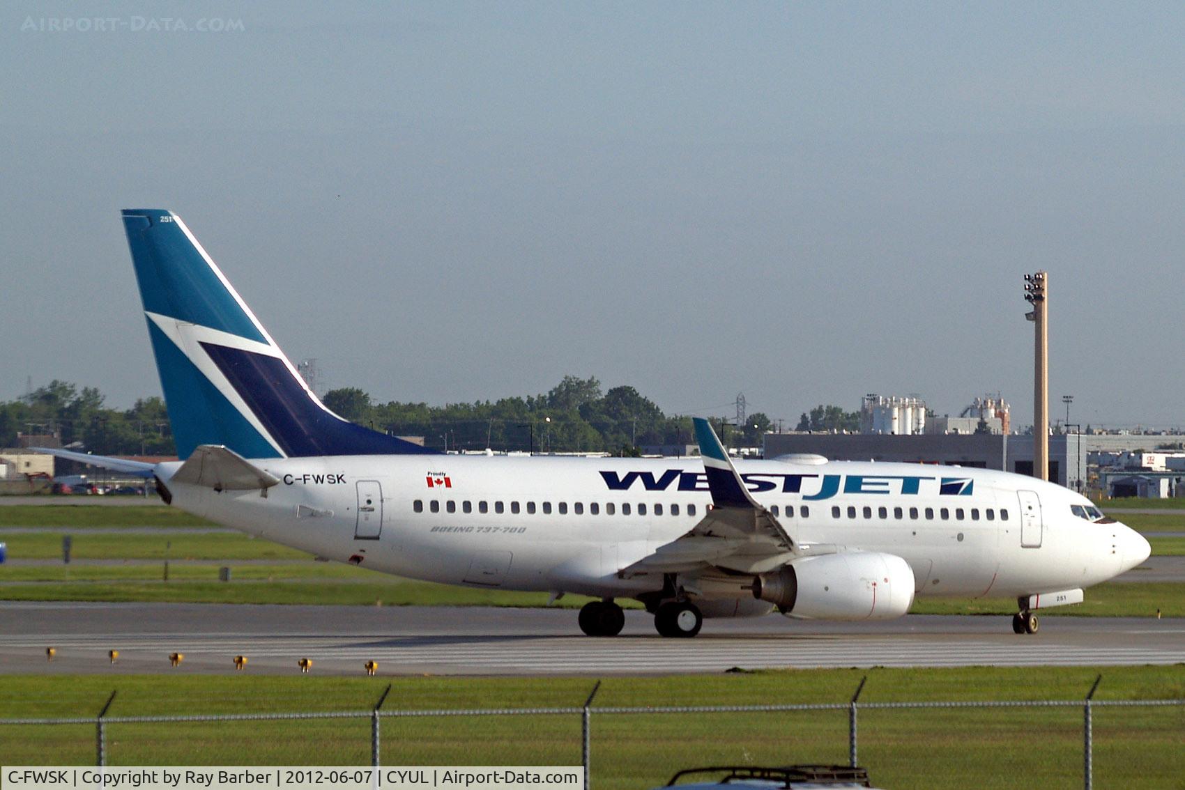C-FWSK, 2008 Boeing 737-7CT C/N 36420, Boeing 737-7CT [36420] (Westjet) Montreal-Dorval Int'l~C 07/06/2012