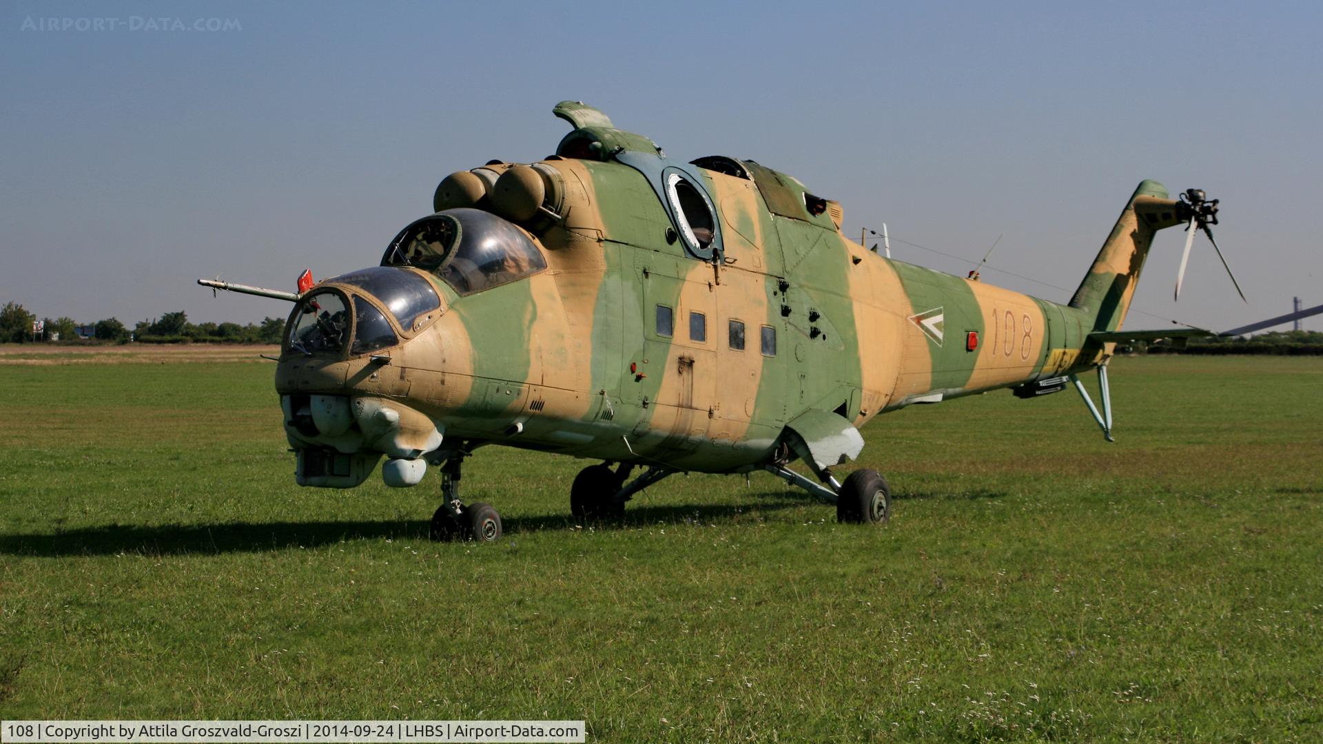 108, 1980 Mil Mi-24D Hind C/N K20108, Budaörs Airport, Hungary.