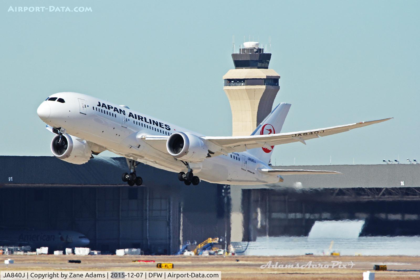 JA840J, 2015 Boeing 787-8 Dreamliner Dreamliner C/N 34856, Departing DFW Airport