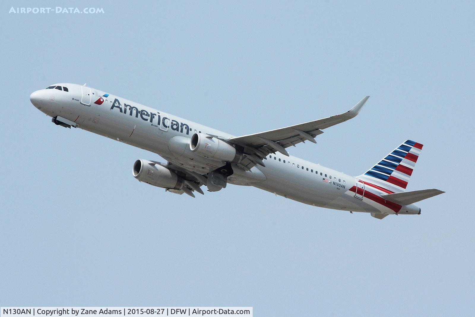 N130AN, 2014 Airbus A321-231 C/N 6407, Departing DFW Airport